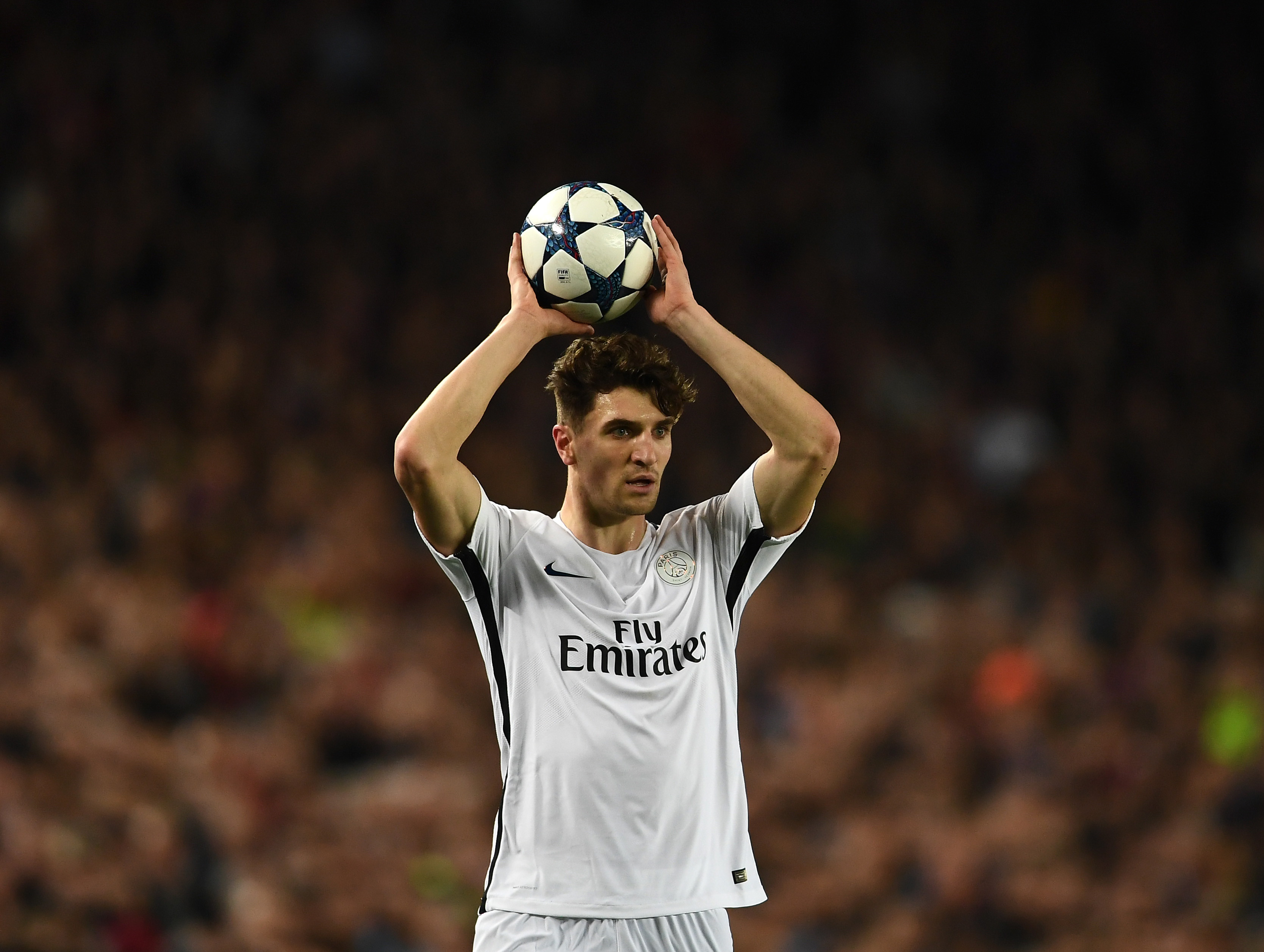 BARCELONA, SPAIN - MARCH 08: Thomas Meunier of PSG in action during the UEFA Champions League Round of 16 second leg match between FC Barcelona and Paris Saint-Germain at Camp Nou on March 8, 2017 in Barcelona, Spain.  (Photo by Laurence Griffiths/Getty Images)