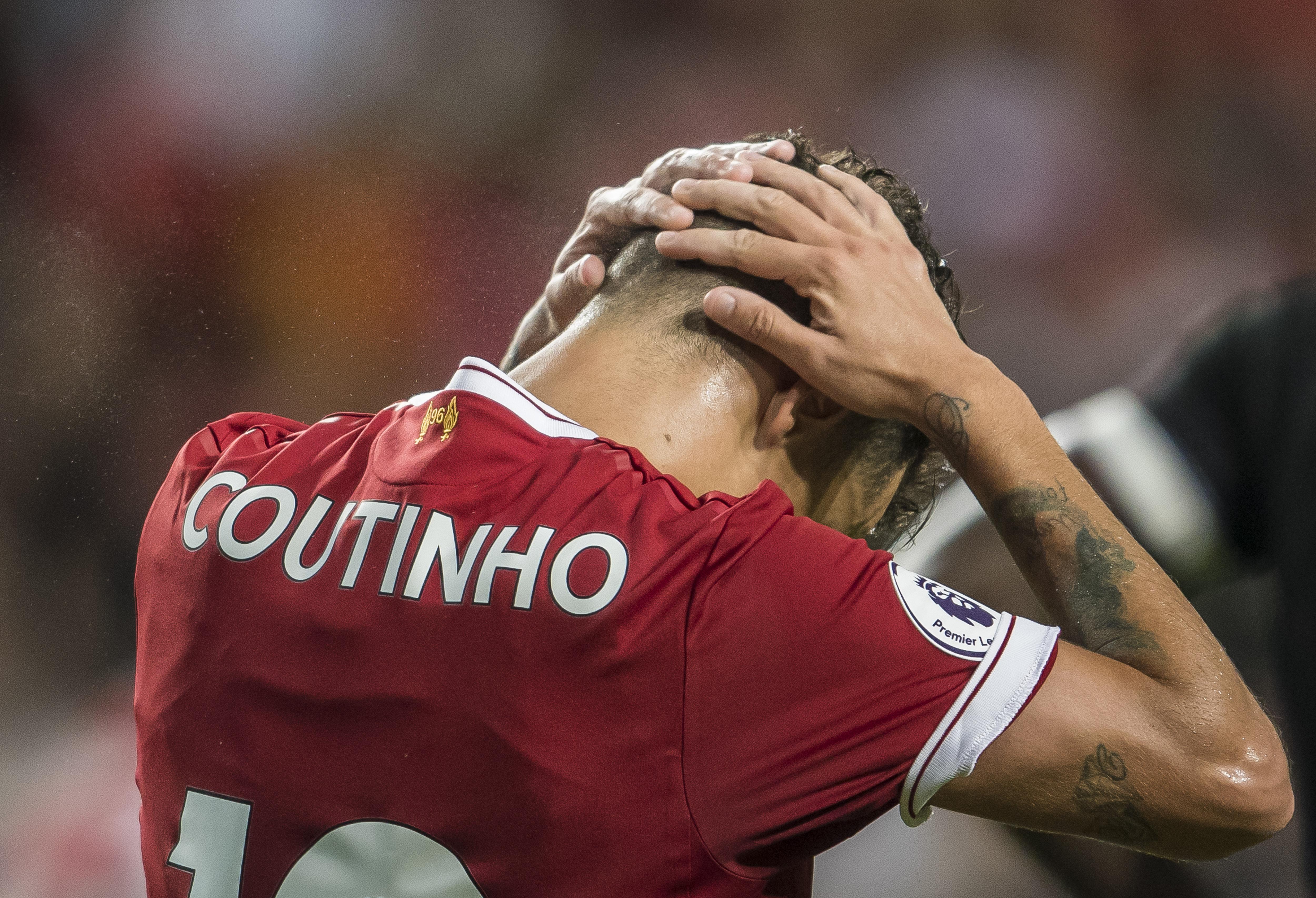 HONG KONG, HONG KONG - JULY 22: Liverpool FC midfielder Philippe Coutinho reacts during the Premier League Asia Trophy match between Liverpool FC and Leicester City FC at Hong Kong Stadium on July 22 2017, in Hong Kong, Hong Kong. (Photo by Victor Fraile/Getty Images)