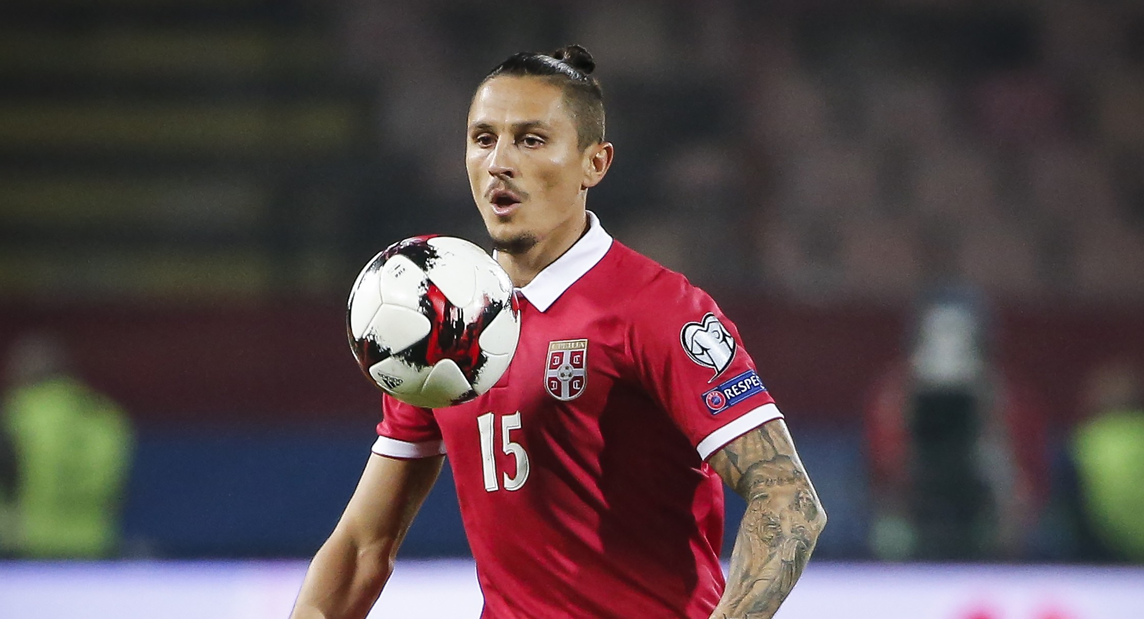 BELGRADE, SERBIA - OCTOBER 09: Ljubomir Fejsa of Serbia in action during the FIFA 2018 World Cup Qualifier between Serbia and Austria at stadium Rajko Mitic on October 9, 2016 in Belgrade, . (Photo by Srdjan Stevanovic/Getty Images)