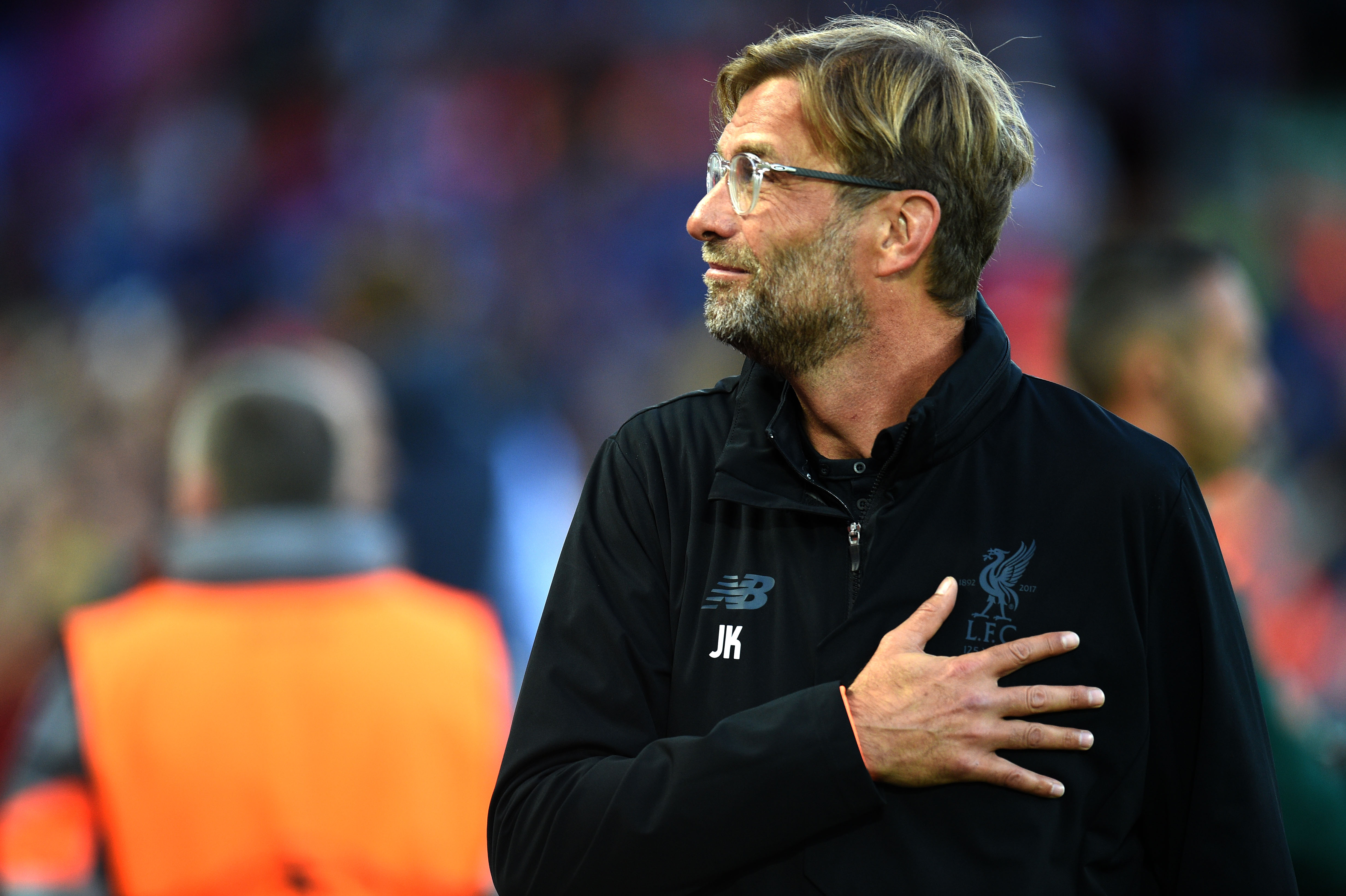 Liverpool's German manager Jurgen Klopp gestures before the Champions League qualifier, second leg match between Liverpool and Hoffenheim at Anfield stadium in Liverpool on August 23, 2017. / AFP PHOTO / Oli SCARFF (Photo credit should read OLI SCARFF/AFP/Getty Images)