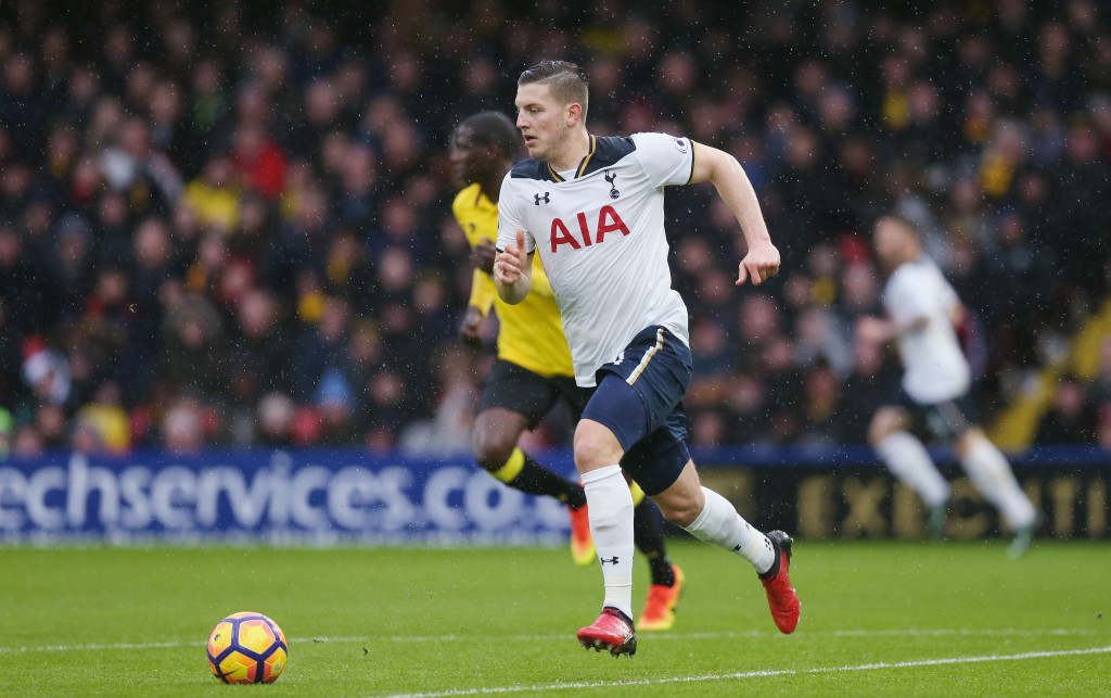 WATFORD, ENGLAND - JANUARY 01: Kevin Wimmer of Tottenham during the Premier League match between Watford and Tottenham Hotspur at Vicarage Road on January 1, 2017 in Watford, England. (Photo by Alex Morton/Getty Images)