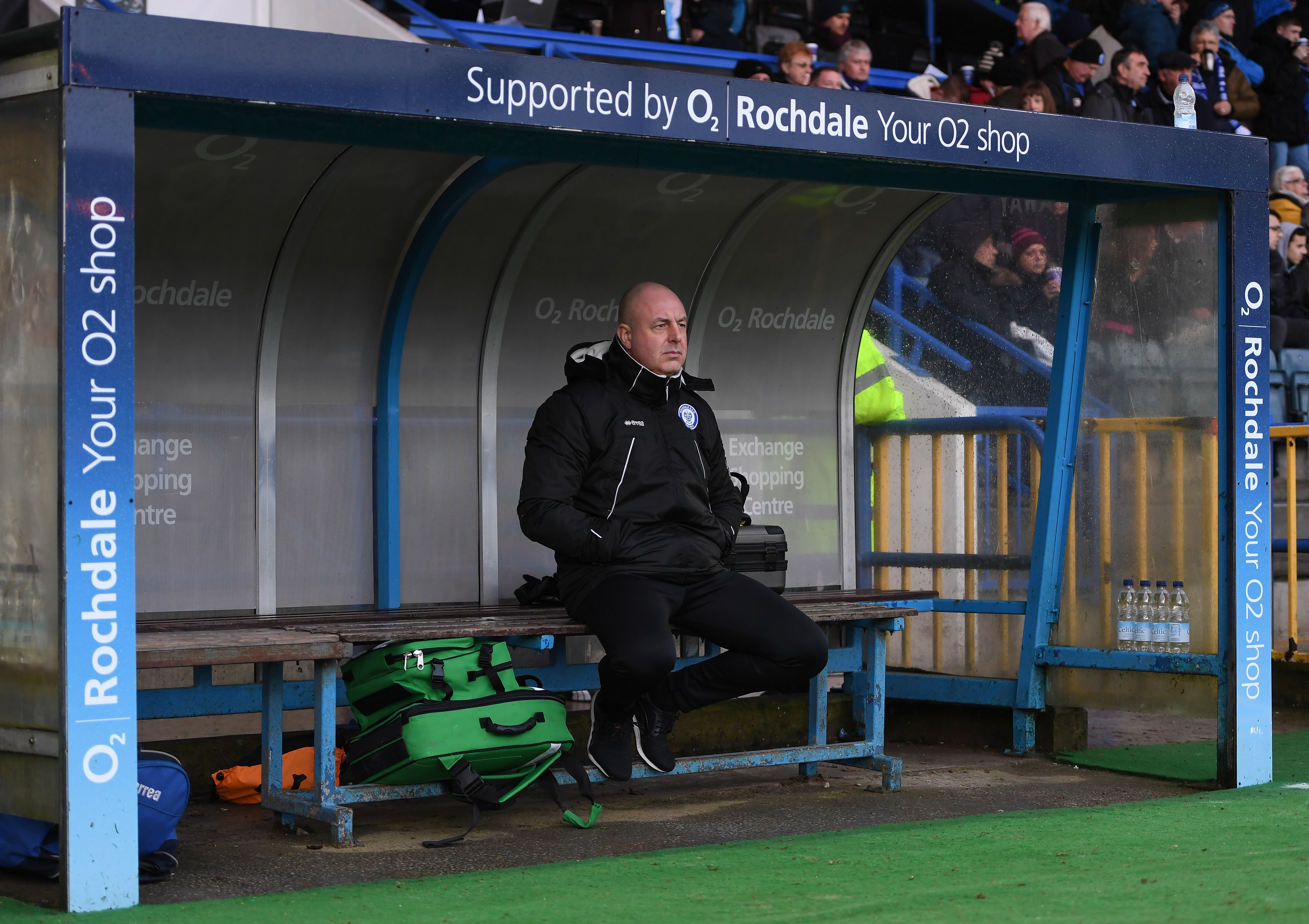 ROCHDALE, ENGLAND - JANUARY 28: Keith Hill, manager of Rochdale looks on prior to the Emirates FA Cup Fourth Round match between Rochdale and Huddersfield Town at Spotland Stadium on January 28, 2017 in Rochdale, England. (Photo by Gareth Copley/Getty Images)