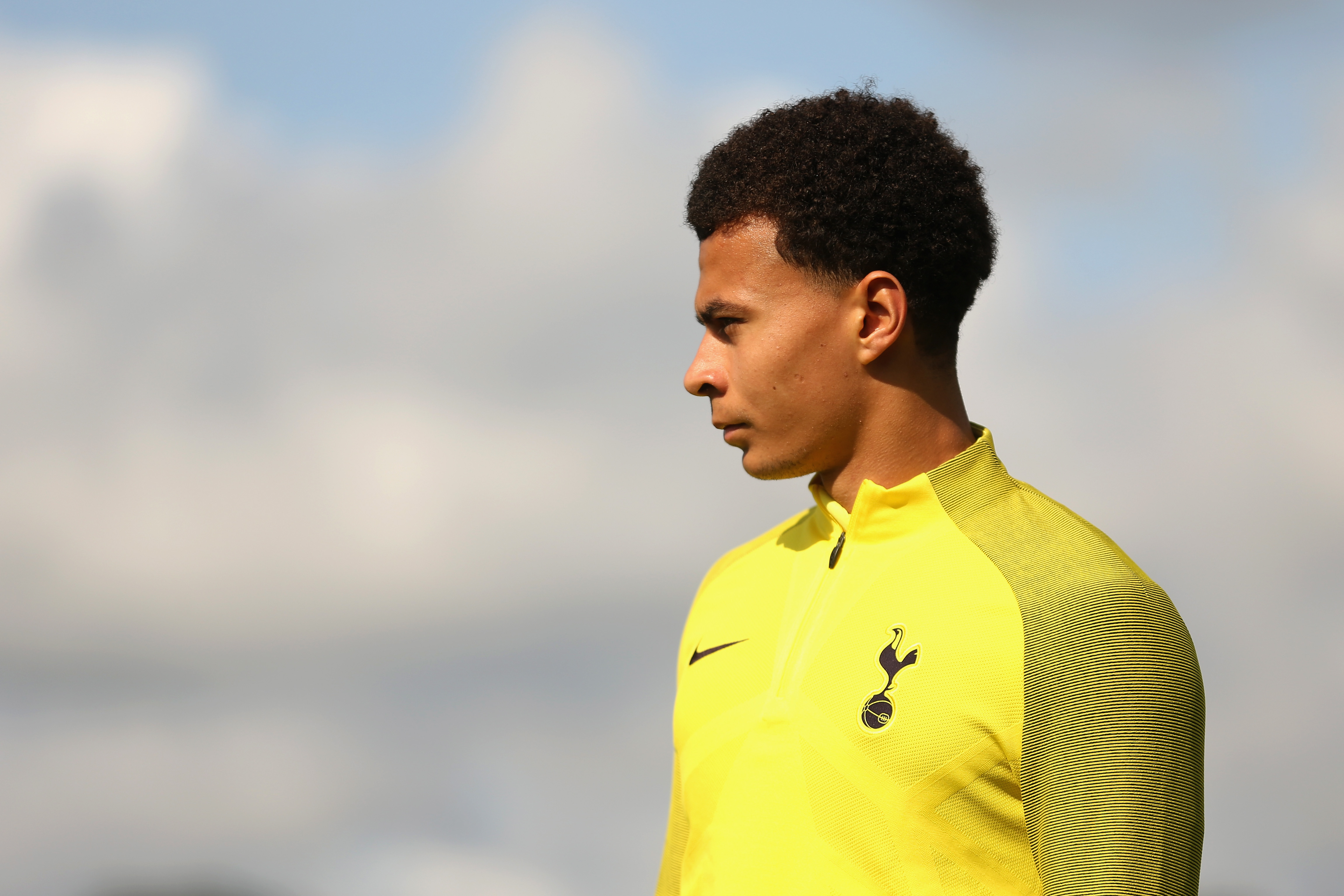 ENFIELD, ENGLAND - SEPTEMBER 12: Dele Alli of Tottenham Hotspur in action during a Tottenham Hotspur training session ahead of their UEFA Champions League Group H match against Borussia Dortmund at Tottenham Hotspur Training Centre on September 12, 2017 in Enfield, England. (Photo by Alex Pantling/Getty Images)