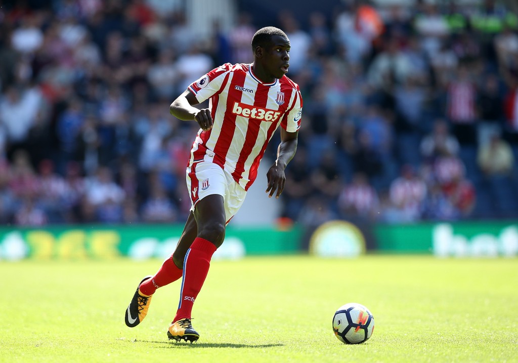 WEST BROMWICH, ENGLAND - AUGUST 27: Kurt Zouma of Stoke City during the Premier League match between West Bromwich Albion and Stoke City at The Hawthorns on August 27, 2017 in West Bromwich, England. (Photo by Jan Kruger/Getty Images)