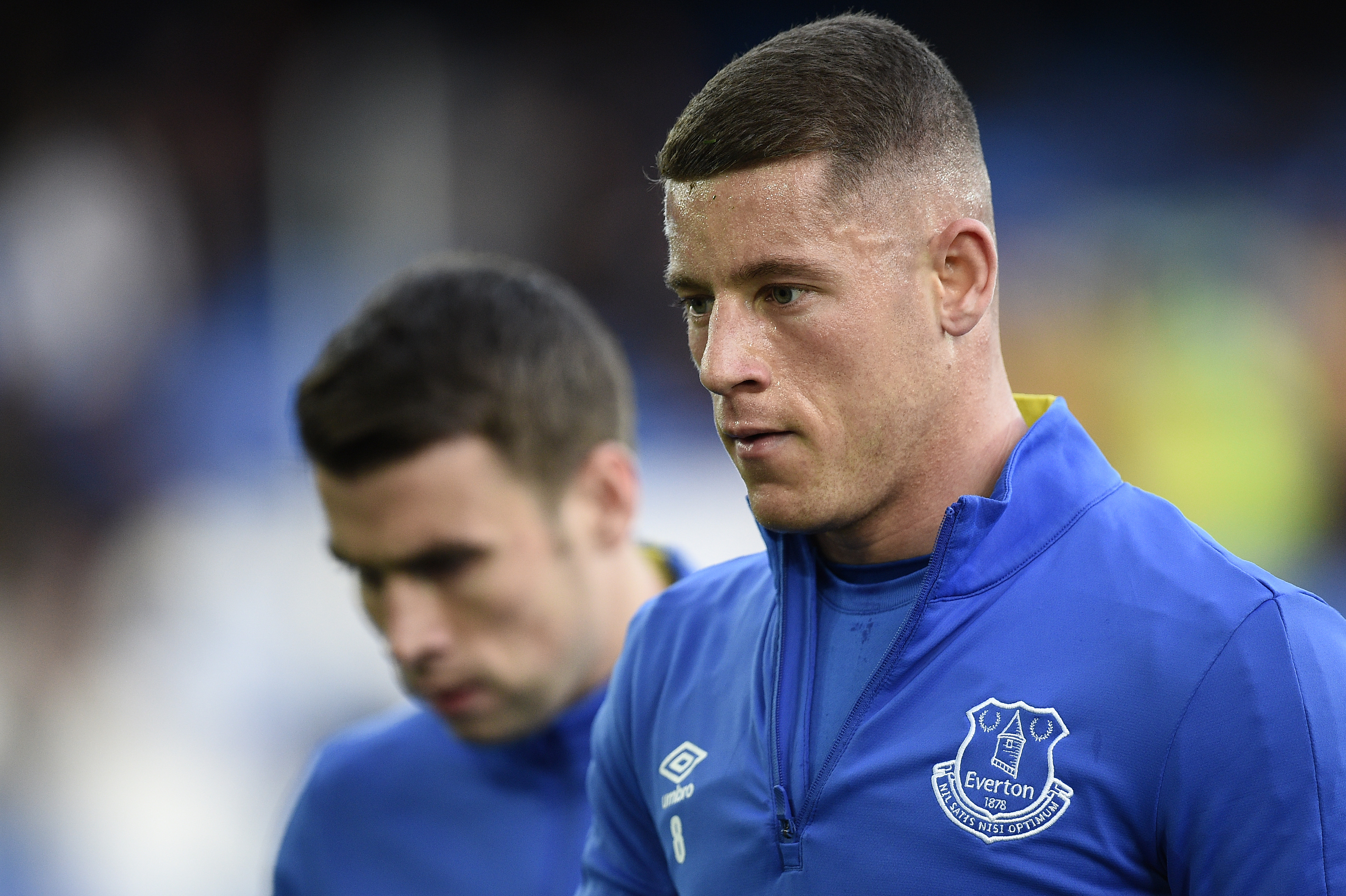 Everton's English midfielder Ross Barkley warms up ahead of the English Premier League football match between Everton and Swansea Cuty at Goodison Park in Liverpool, north west England on November 19, 2016. / AFP PHOTO / Oli SCARFF / RESTRICTED TO EDITORIAL USE. No use with unauthorized audio, video, data, fixture lists, club/league logos or 'live' services. Online in-match use limited to 75 images, no video emulation. No use in betting, games or single club/league/player publications. / (Photo credit should read OLI SCARFF/AFP/Getty Images)