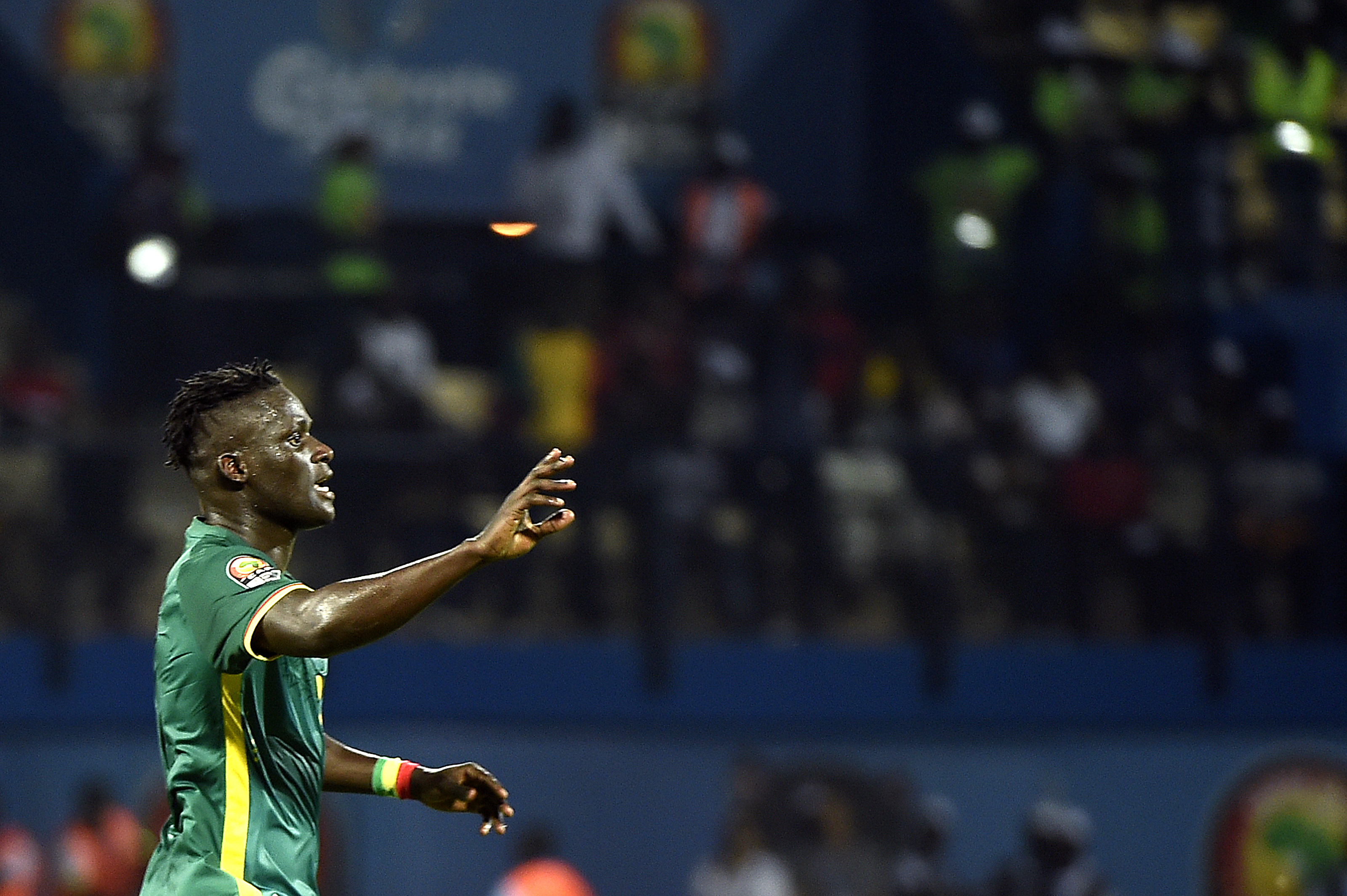 Senegal's defender Kara Mbodji celebrates after scoring a goal during the 2017 Africa Cup of Nations group B football match between Tunisia and Senegal in Franceville on January 15, 2017. / AFP / KHALED DESOUKI        (Photo credit should read KHALED DESOUKI/AFP/Getty Images)
