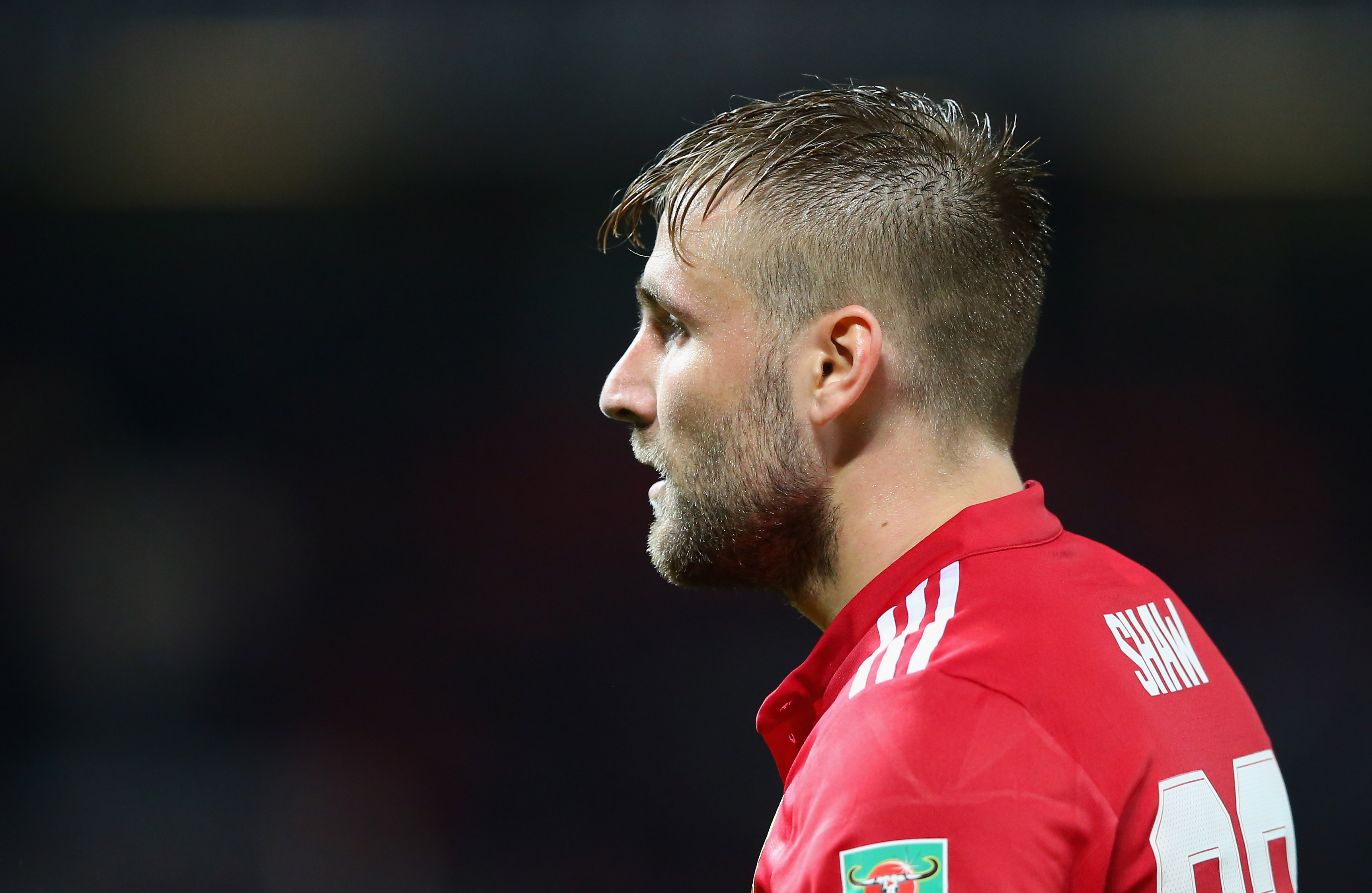 MANCHESTER, ENGLAND - SEPTEMBER 20: Luke Shaw of Manchester United during the Carabao Cup Third Round match between Manchester United and Burton Albion at Old Trafford on September 20, 2017 in Manchester, England. (Photo by Alex Livesey/Getty Images)