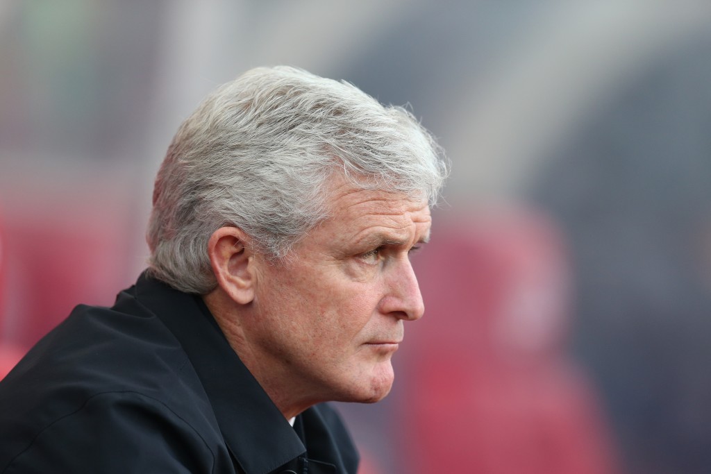 STOKE ON TRENT, ENGLAND - DECEMBER 23: Mark Hughes, Manager of Stoke City looks on prior to the Premier League match between Stoke City and West Bromwich Albion at Bet365 Stadium on December 23, 2017 in Stoke on Trent, England. (Photo by Alex Morton/Getty Images)