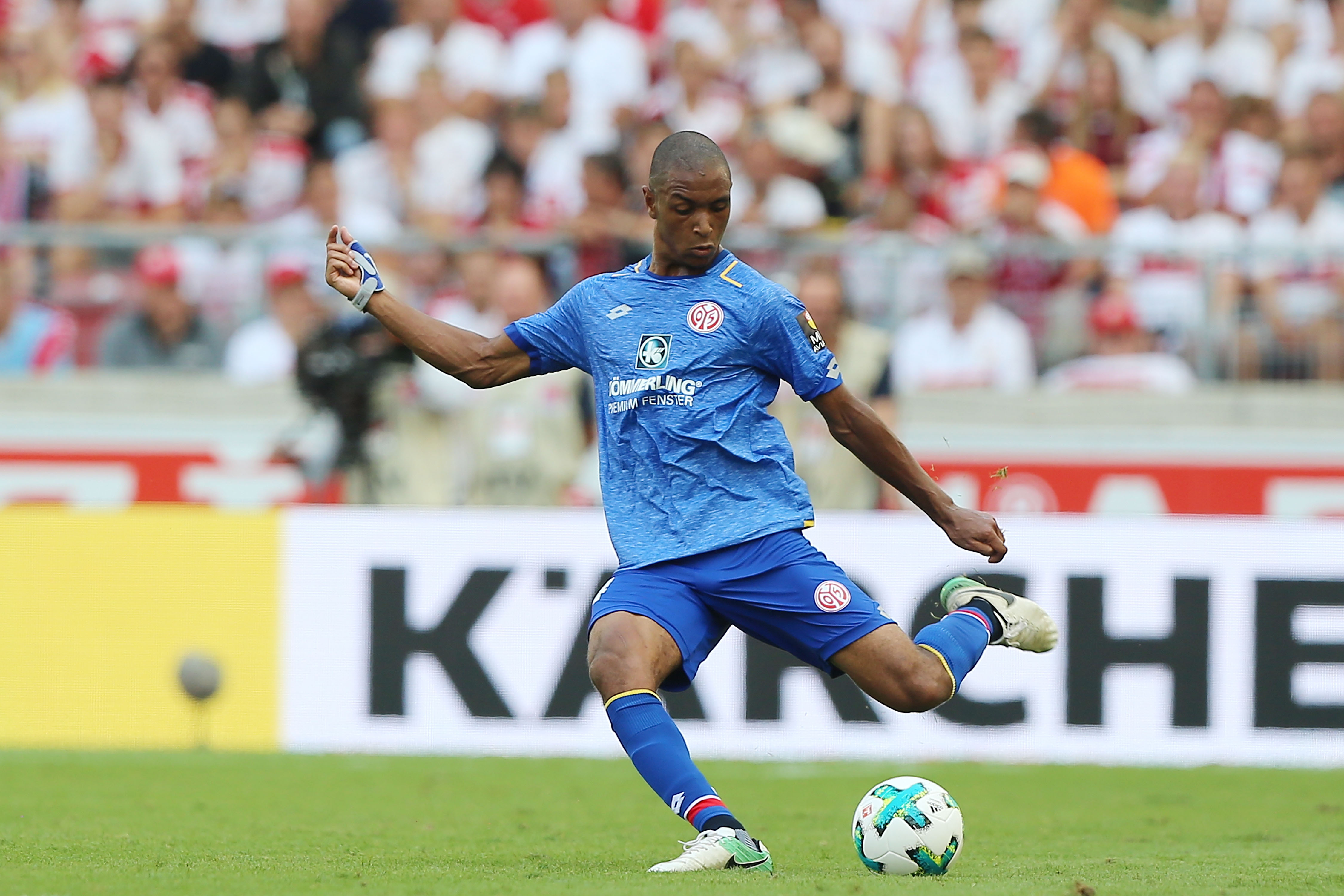 STUTTGART, GERMANY - AUGUST 26: Abdou-Lakhad Diallo of Mainz runs with the ball during the Bundesliga match between VfB Stuttgart and 1. FSV Mainz 05 at Mercedes-Benz Arena on August 26, 2017 in Stuttgart, Germany. (Photo by Thomas Niedermueller/Bongarts/Getty Images)