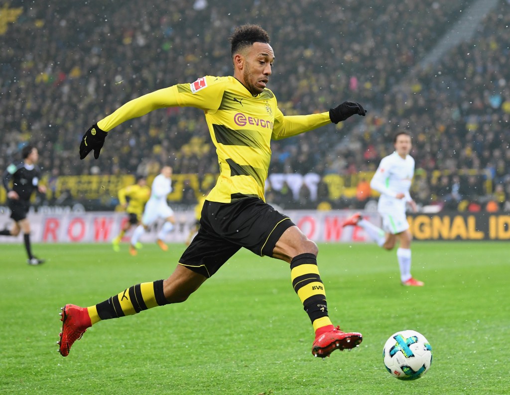 DORTMUND, GERMANY - DECEMBER 09: Pierre-Emerick Aubameyang of Dortmund in action during the Bundesliga match between Borussia Dortmund and SV Werder Bremen at Signal Iduna Park on December 9, 2017 in Dortmund, Germany. (Photo by Stuart Franklin/Bongarts/Getty Images )