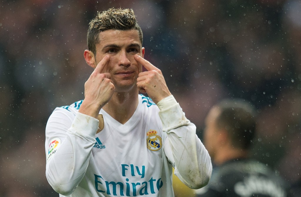 MADRID, SPAIN - JANUARY 13: Cristiano Ronaldo of Real Madrid reacts during the La Liga match between Real Madrid and Villarreal at Estadio Santiago Bernabeu on January 13, 2018 in Madrid, Spain. (Photo by Denis Doyle/Getty Images)