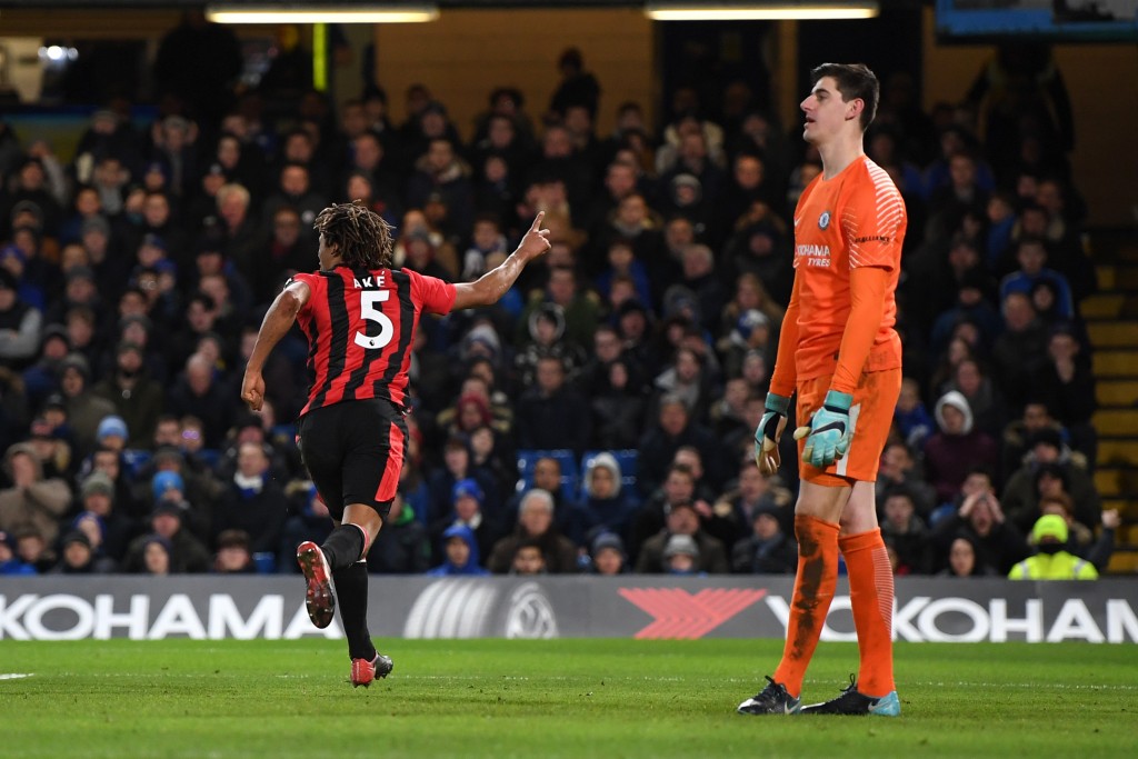 LONDON, ENGLAND - JANUARY 31: Nathan Ake of AFC Bournemouth celebrates after scoring his sides third goal during the Premier League match between Chelsea and AFC Bournemouth at Stamford Bridge on January 31, 2018 in London, England. (Photo by Shaun Botterill/Getty Images)