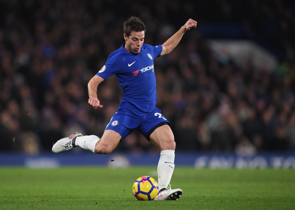 LONDON, ENGLAND - JANUARY 31: Cesar Azpilicueta of Chelsea crosses the ball during the Premier League match between Chelsea and AFC Bournemouth at Stamford Bridge on January 31, 2018 in London, England. (Photo by Shaun Botterill/Getty Images)