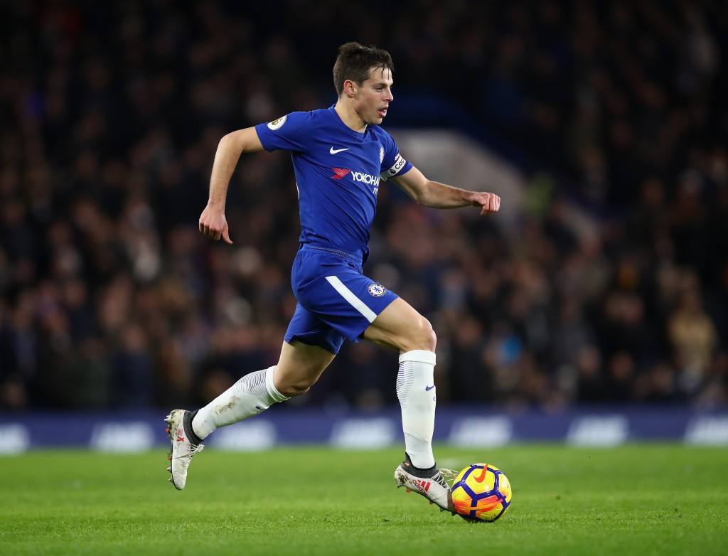 LONDON, ENGLAND - FEBRUARY 12: Cesar Azpilicueta of Chelsea in action during the Premier League match between Chelsea and West Bromwich Albion at Stamford Bridge on February 12, 2018 in London, England. (Photo by Julian Finney/Getty Images)