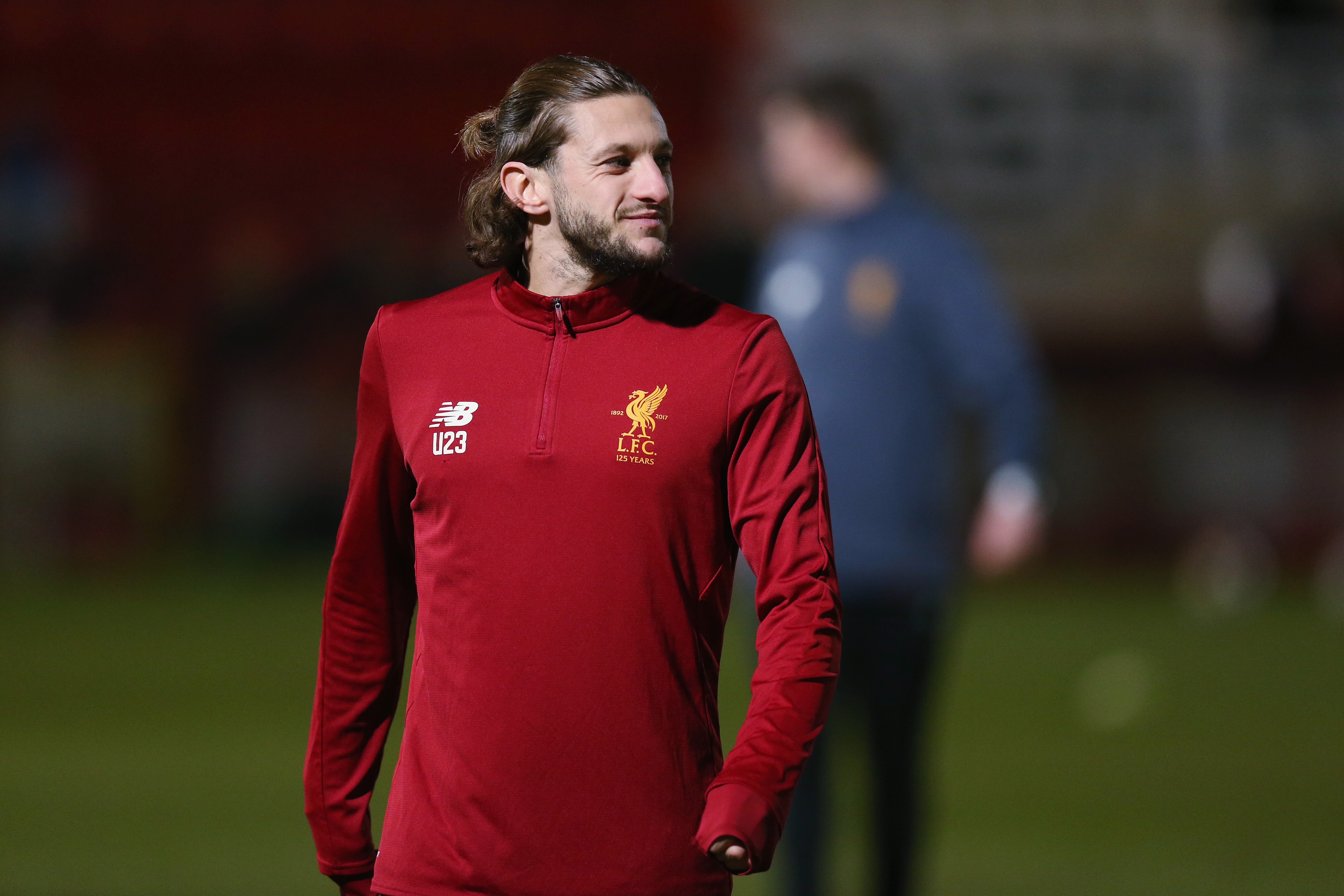 STEVENAGE, ENGLAND - FEBRUARY 05: Adam Lallana of Liverpool warms up prior to the Premier League 2 match between Tottenham Hotspur and Liverpool at The Lamex Stadium on February 5, 2018 in Stevenage, England. (Photo by Alex Morton/Getty Images)
