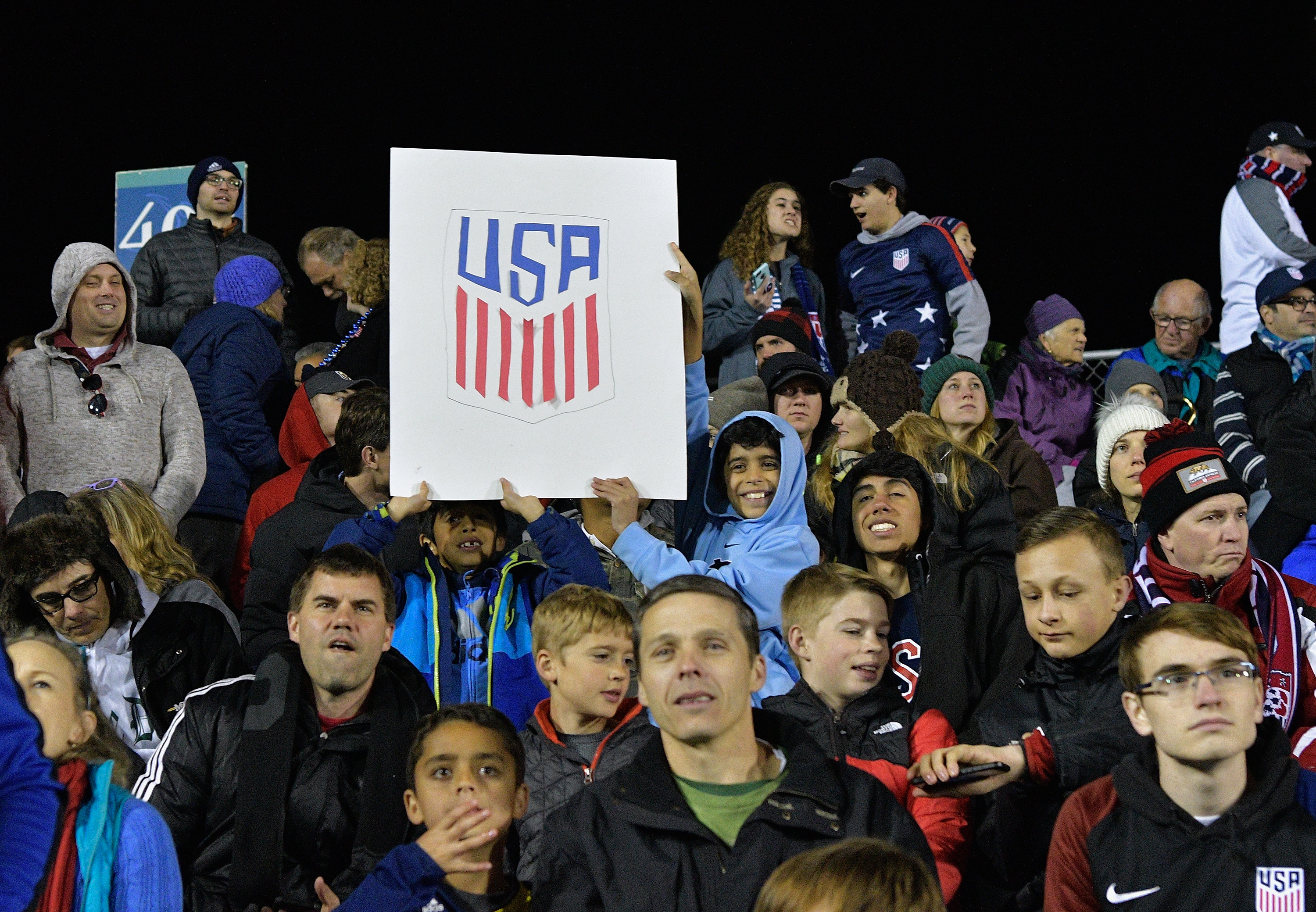 CARY, NC - MARCH 27: Fans cheer during the game between the United States and Paraguay at WakeMed Soccer Park on March 27, 2018 in Cary, North Carolina. The United States won 1-0. (Photo by Grant Halverson/Getty Images)