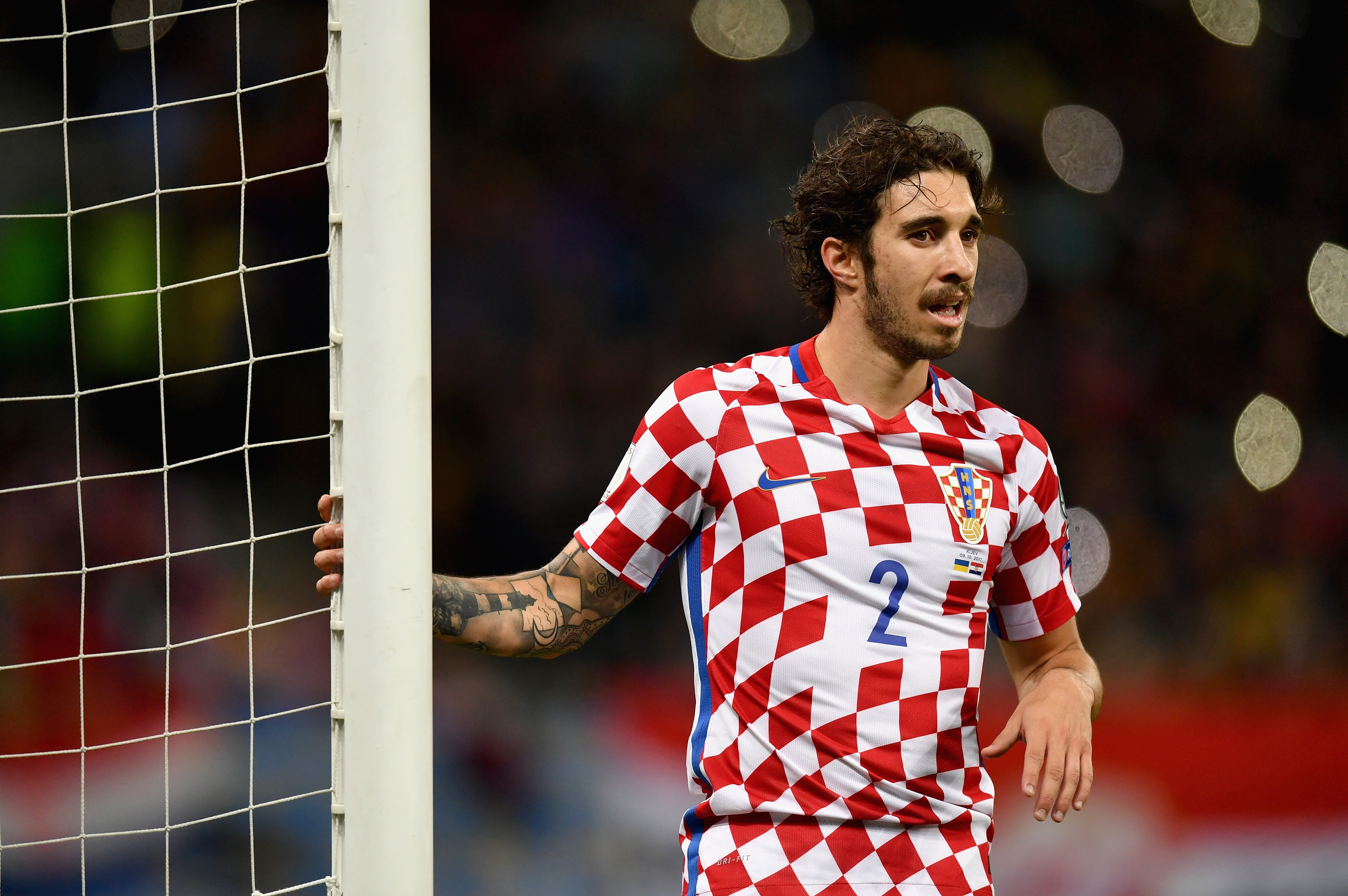 KIEV, UKRAINE - OCTOBER 09: Sime Vrsaljko of Croatia looks on during the FIFA 2018 World Cup Group I Qualifier between Ukraine and Croatia at Kiev Olympic Stadium on October 9, 2017 in Kiev, Ukraine. (Photo by Dan Mullan/Getty Images)