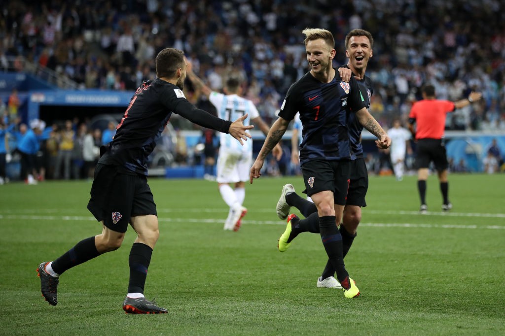 Ivan Rakitic celebrates scoring Croatia's third goal against Argentina. (Photo courtesy: AFP/Getty)