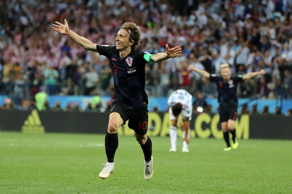 Luka Mordic celebrates after scoring a belter against Argentina in Croatia's win over the South Americans. (Photo courtesy: AFP/Getty)