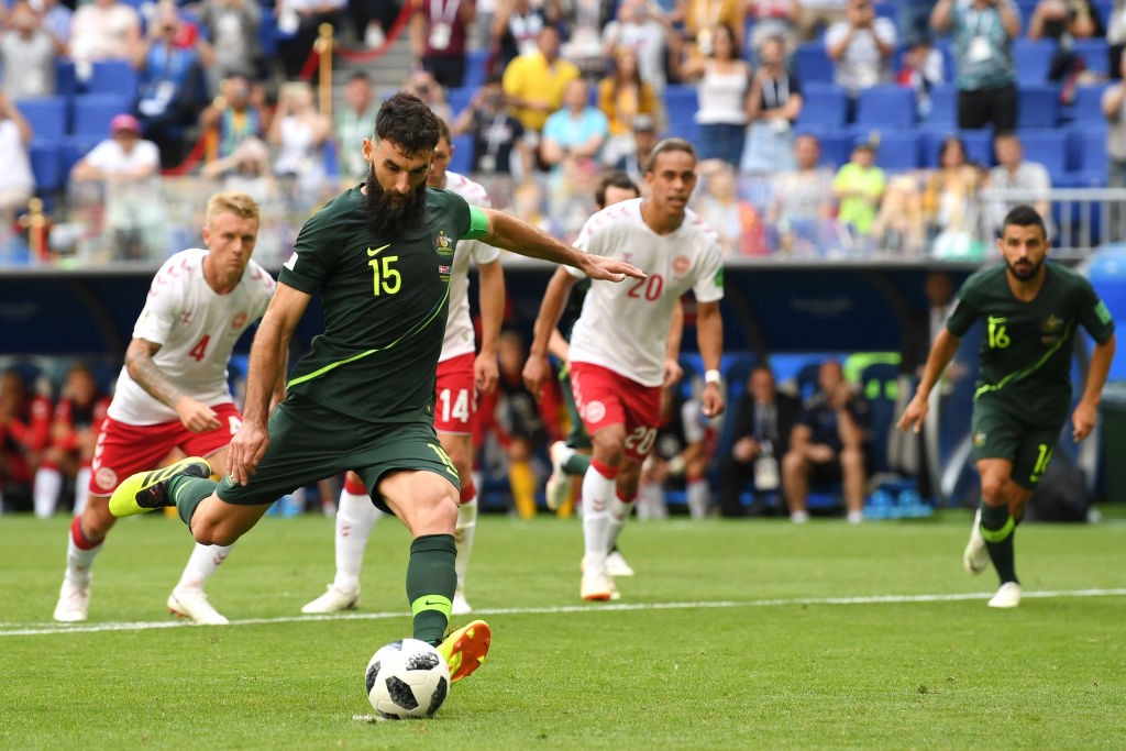 Mile Jedinak had a fine day against Denmark and capped off his performance with yet another penalty goal. (photo courtesy: AFP/Getty)