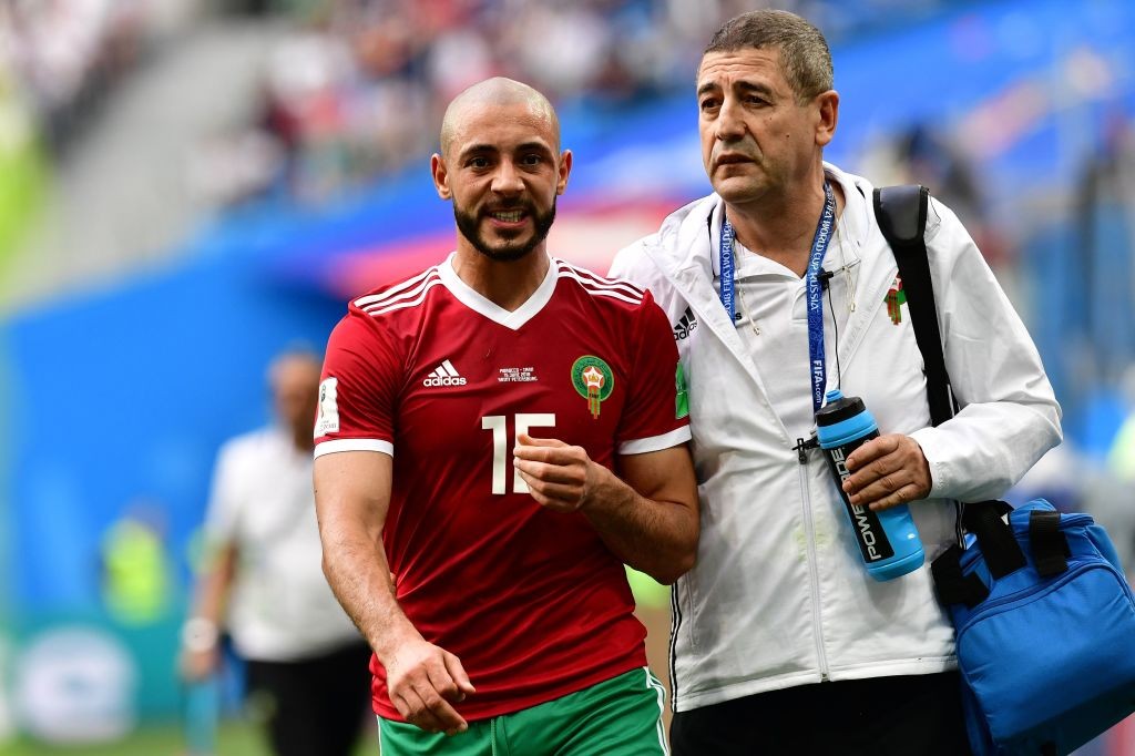 Noureddine Amrabat was a bright attacking light for Morocco, but unfortunately went off in the second half after suffering concussion. (Photo courtesy: AFP/Getty)
