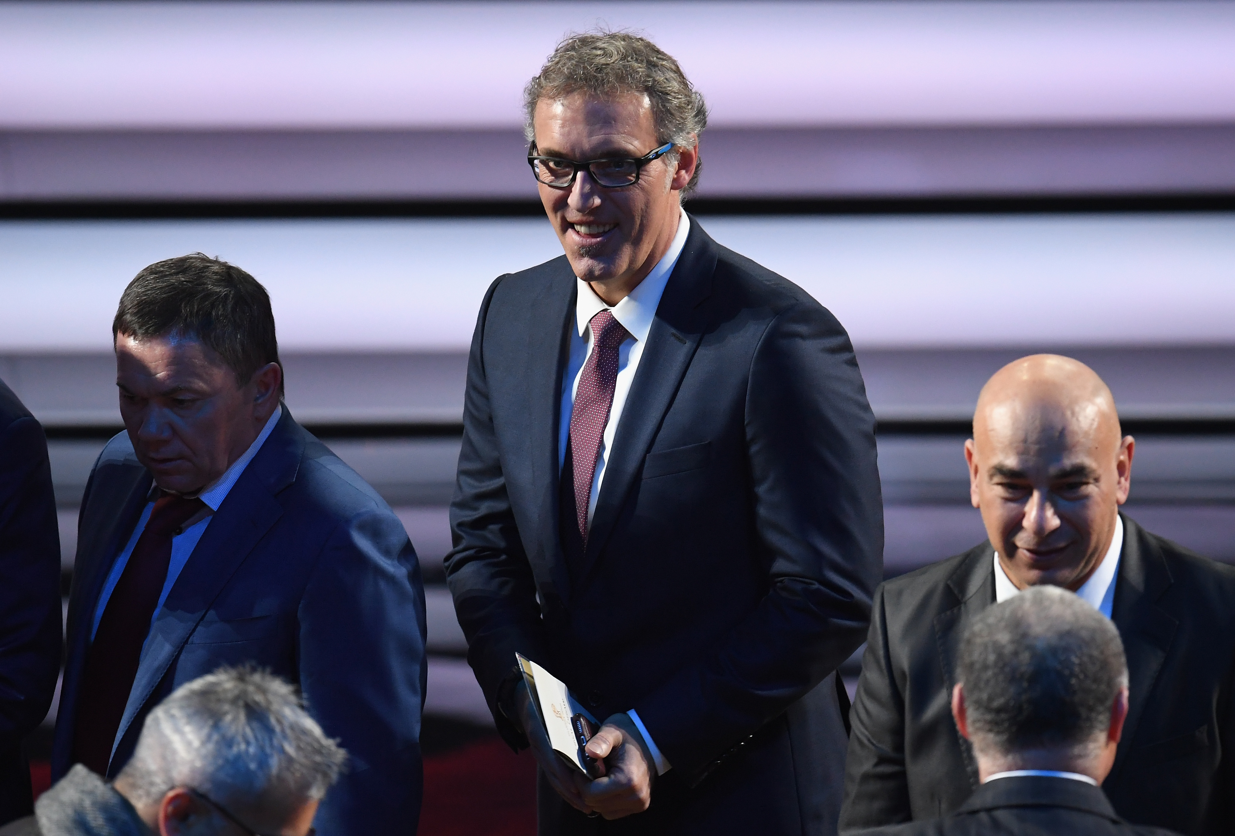 MOSCOW, RUSSIA - DECEMBER 01: Draw assistant, Laurent Blanc looks on during the Final Draw for the 2018 FIFA World Cup Russia at the State Kremlin Palace on December 1, 2017 in Moscow, Russia. (Photo by Matthias Hangst/Bongarts/Getty Images)