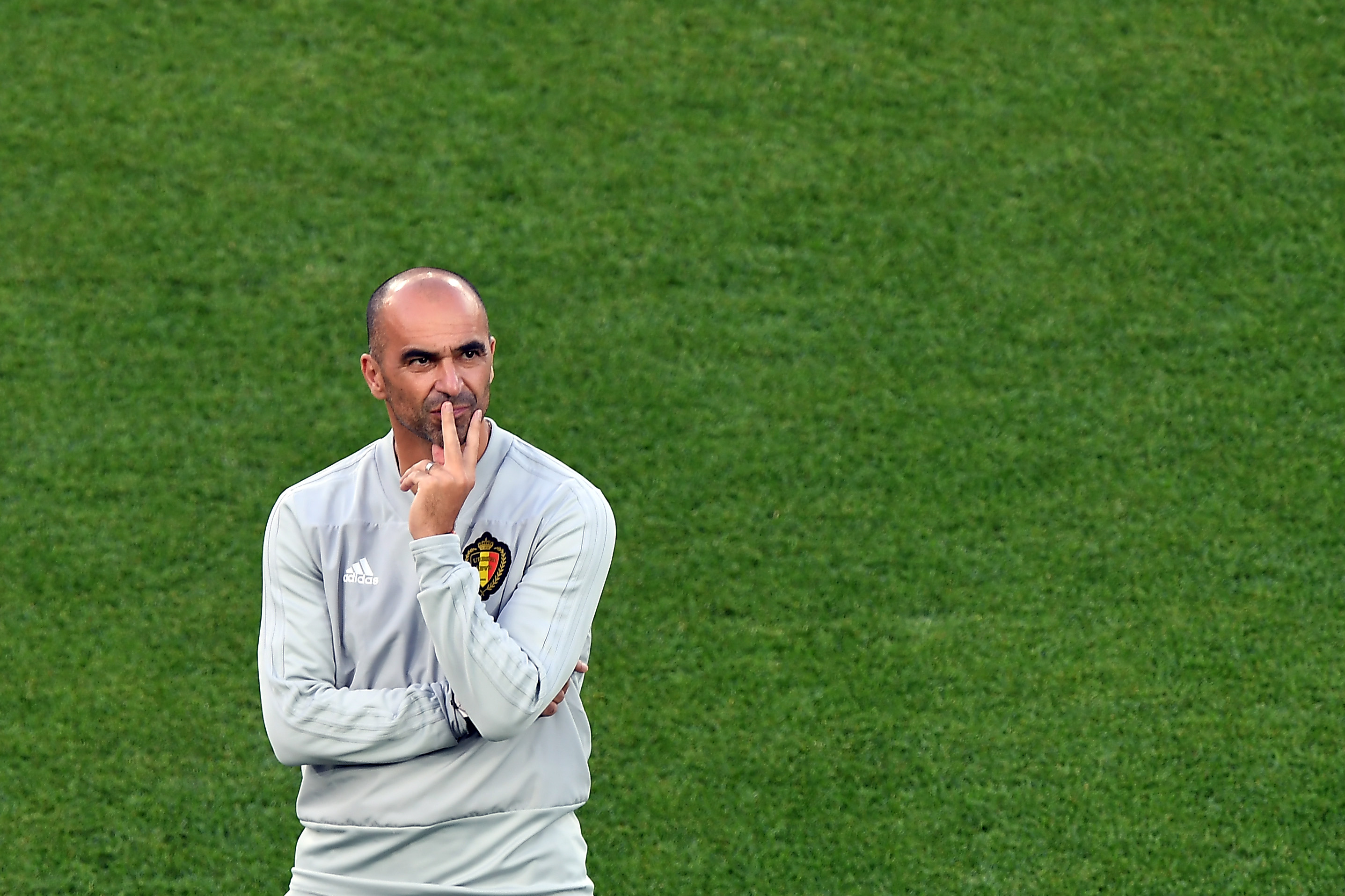 Belgium's coach Roberto Martinez attends a training session on the eve of the Russia 2018 World Cup Group G football match between England and Belgium at the Kaliningrad stadium on June 27, 2018 in Kaliningrad. (Photo by Attila KISBENEDEK / AFP) (Photo credit should read ATTILA KISBENEDEK/AFP/Getty Images)
