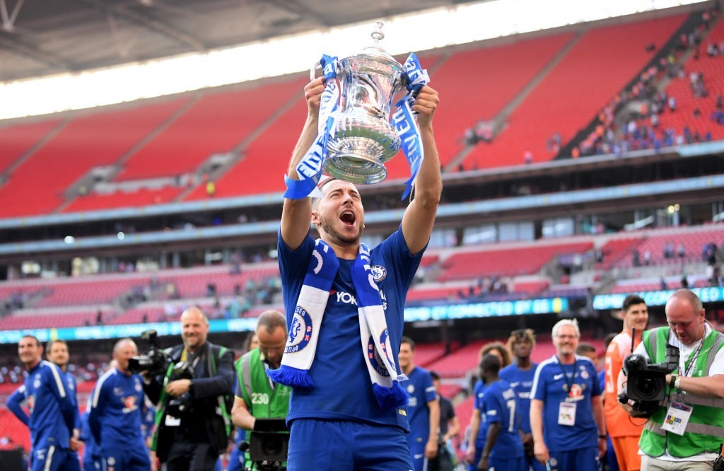 Lifting the FA Cup trophy could just be one of the last Chelsea memories for Eden Hazard. (Photo courtesy - Laurence Griffiths/Getty Images)