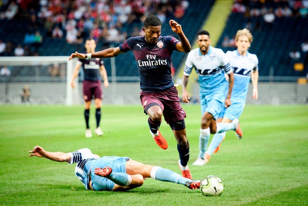 Ainsley Maitland-Niles is likely to start at left-back against Manchester City. (Photo courtesy: AFP/Getty)