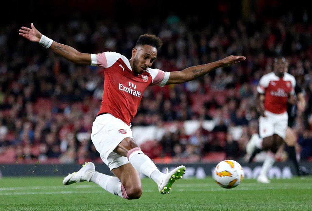 Aubameyang scored two goals to cap off a brilliant display for Arsenal. (Photo Courtesy: AFP/Getty)