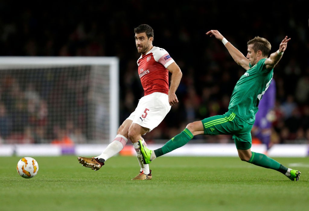Sokratis had his best game in an Arsenal shirt so far this season, marshalling the defence well. (Photo courtesy: AFP/Getty)