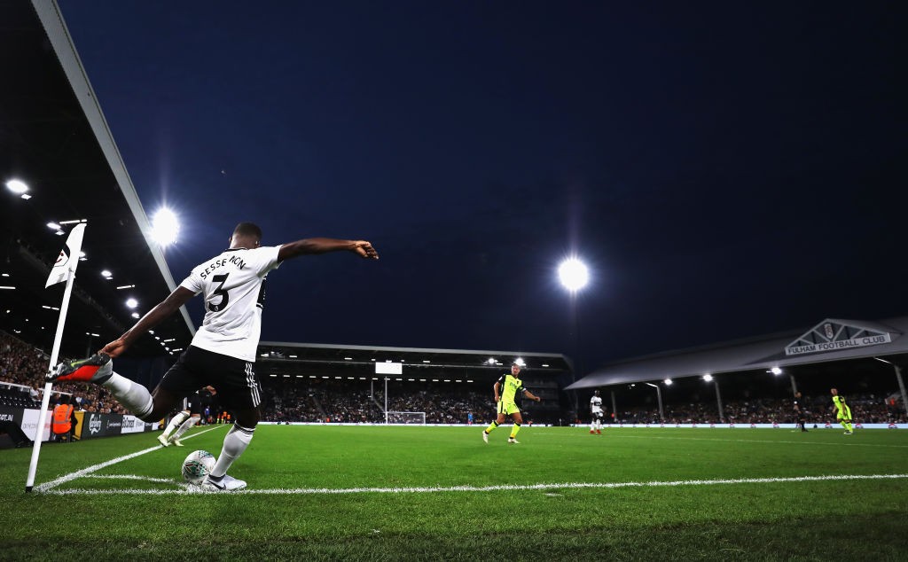 LONDON, ENGLAND - AUGUST 28: Ryan Sessegnon takes a corner during the Carabao Cup Second Round match between Fulham and Exeter City at Craven Cottage on August 28, 2018 in London, England. (Photo by Naomi Baker/Getty Images)