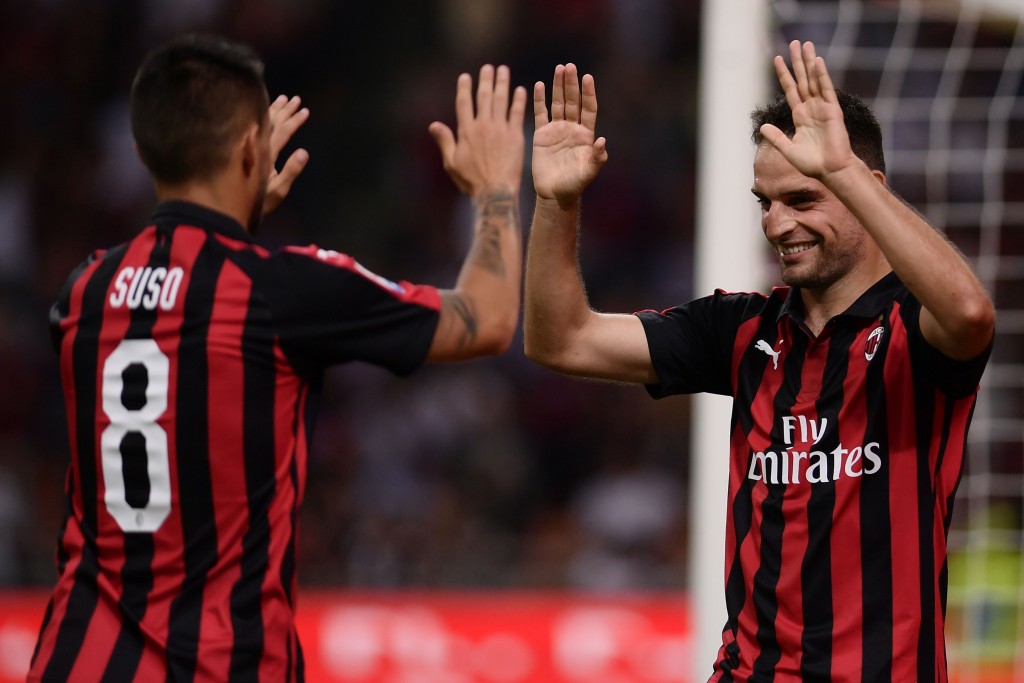 Suso and Bonaventura impressed for Milan (Photo by MARCO BERTORELLO/AFP/Getty Images)