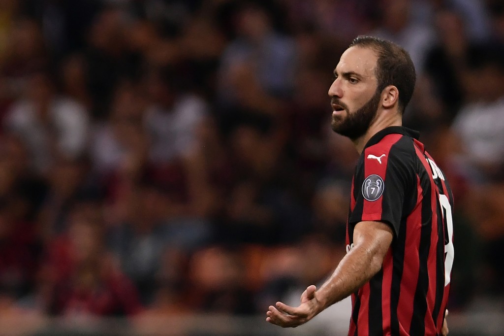 Higuain's absence will be a huge blow for Milan. (Photo by MARCO BERTORELLO/AFP/Getty Images)