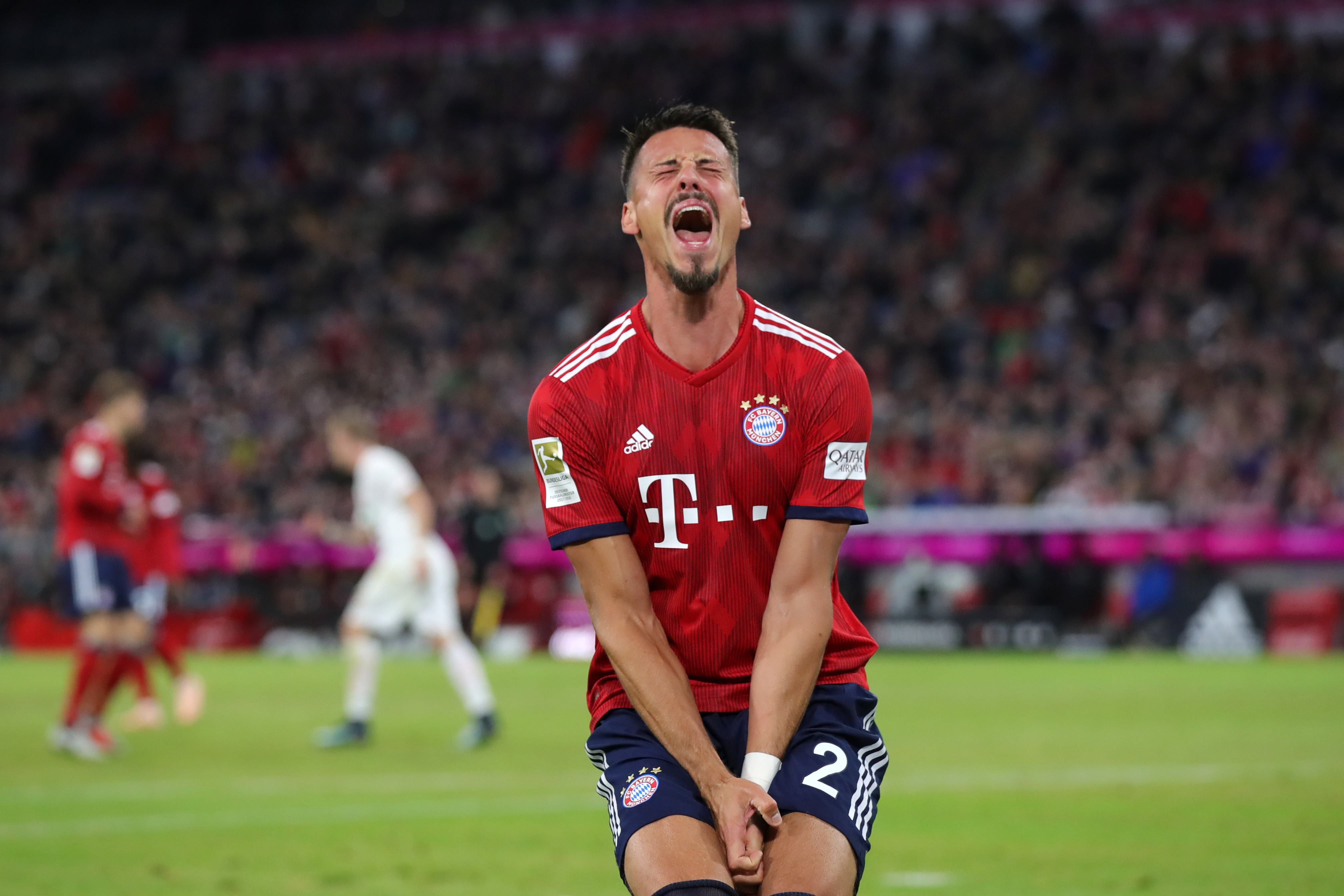 MUNICH, GERMANY - SEPTEMBER 25: Sandro Wagner of Bayern Munich reacts during the Bundesliga match between FC Bayern Muenchen and FC Augsburg at Allianz Arena on September 25, 2018 in Munich, Germany. (Photo by Alexander Hassenstein/Bongarts/Getty Images)