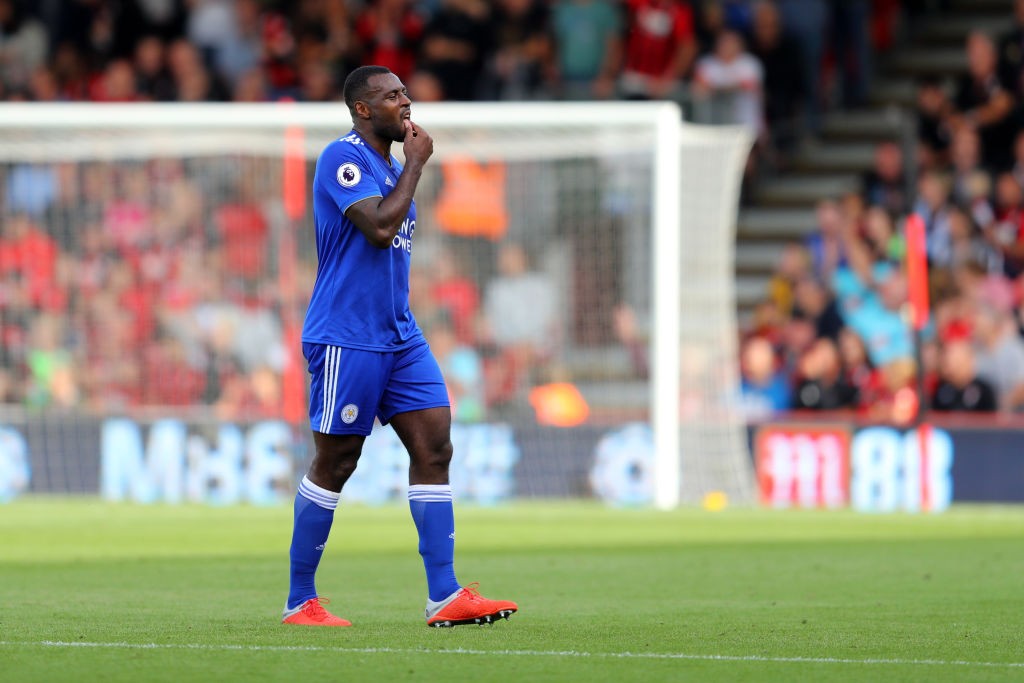 Wes Morgan is suspended for Leicester City after his red card against Everton on the last match day. (Photo courtesy: AFP/Getty)