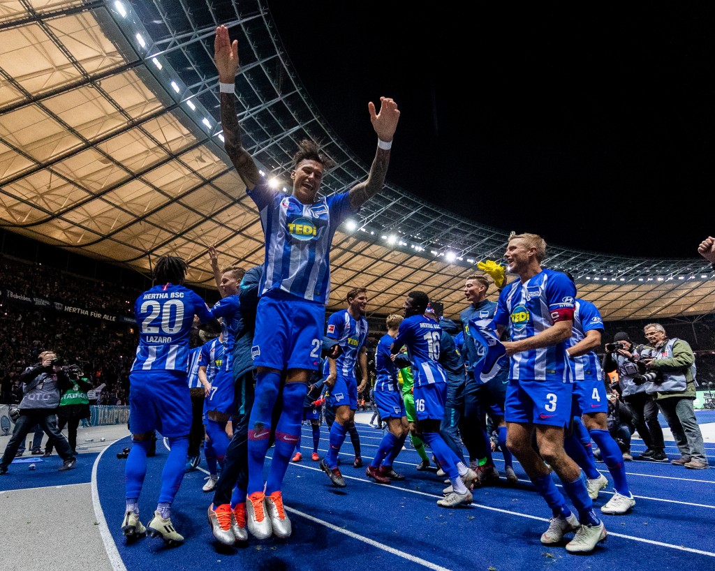 A spirited Hertha record the biggest upset of the season. (Photo by Boris Streubel/Bongarts/Getty Images)