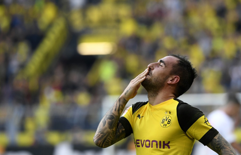 Alcacer strikes yet again! (Photo by Ina Fassbender/AFP/Getty Images)