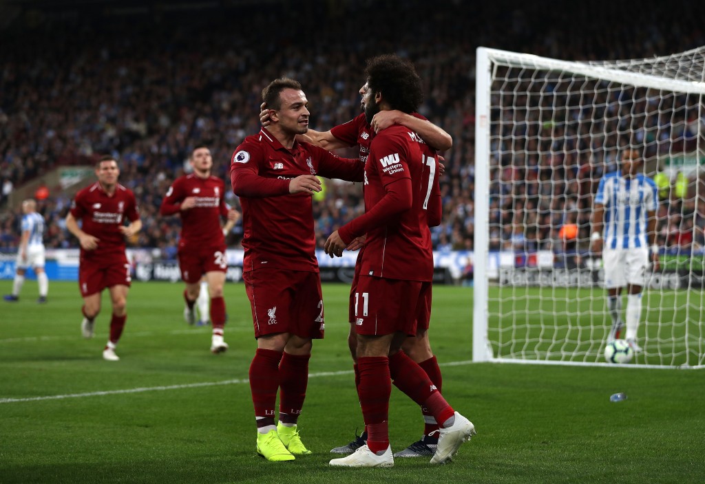 Shaqiri and Salah combined for the goal (Photo by Mark Robinson/Getty Images)