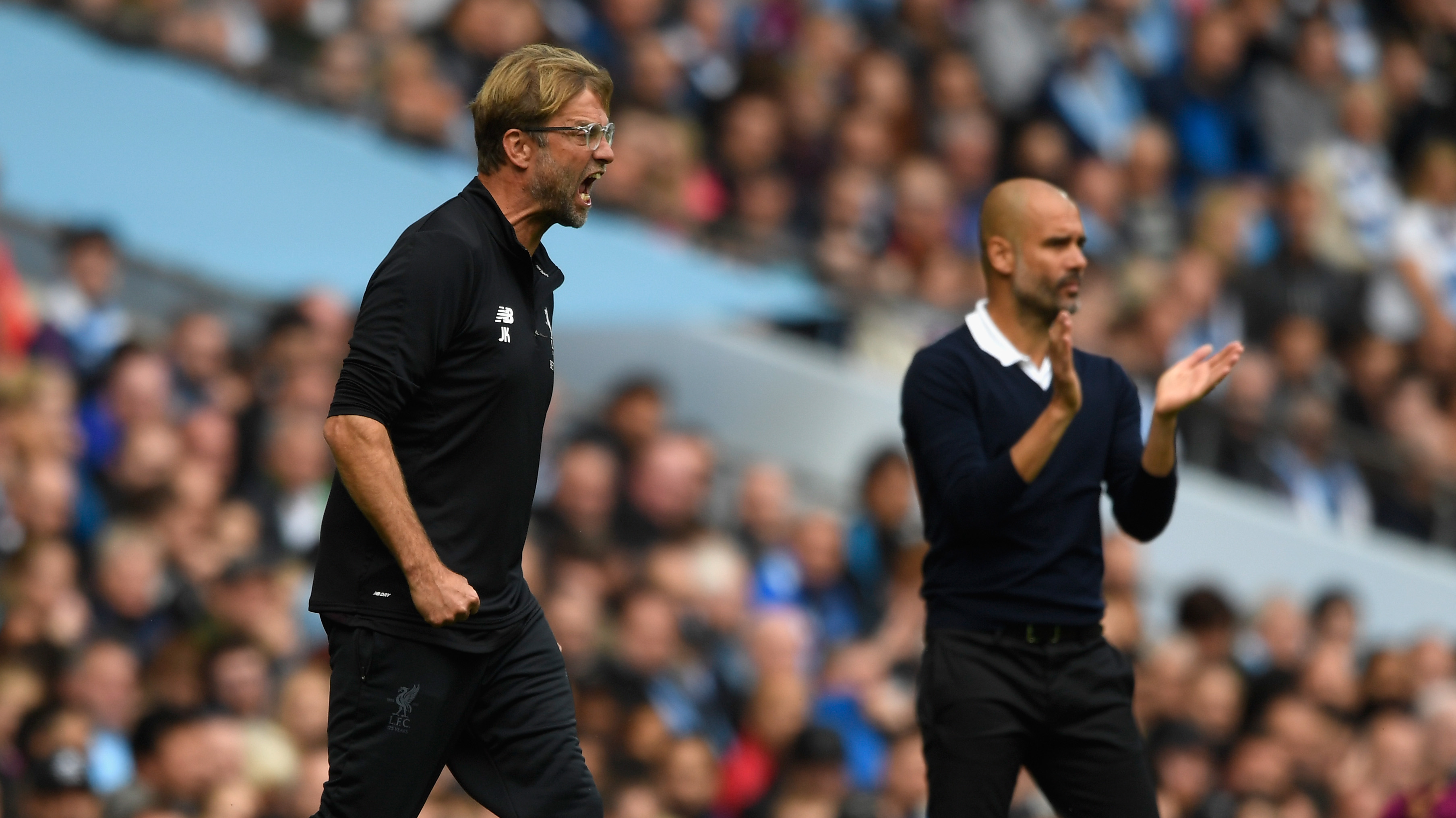 Will the Premier League title battle be ultimately fought between Jurgen Klopp's Liverpool and Pep Guardiola's Manchester City? (Photo by Stu Forster/Getty Images)