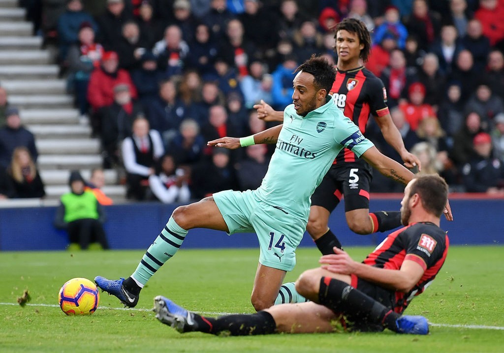 Aubameyang's second half strike settled the scores for Arsenal. (Photo by Dan Mullan/Getty Images)