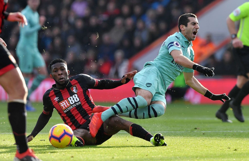 Jefferson Lerma scored an own goal and picked up a yellow card against Arsenal and is now suspended to face Man City. (Photo by Mike Hewitt/Getty Images)