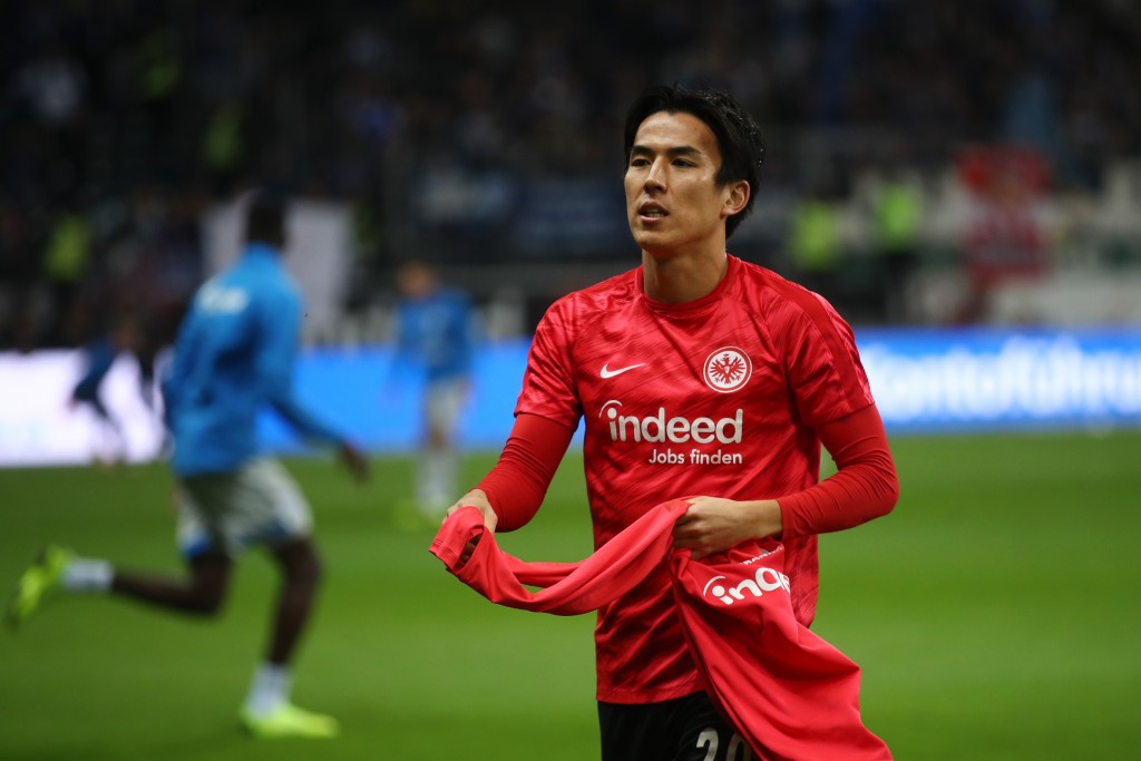 FRANKFURT AM MAIN, GERMANY - NOVEMBER 11: Makoto Hasebe of Eintracht Frankfurt warms up prior to the Bundesliga match between Eintracht Frankfurt and FC Schalke 04 at Commerzbank-Arena on November 11, 2018 in Frankfurt am Main, Germany. (Photo by Alex Grimm/Bongarts/Getty Images)