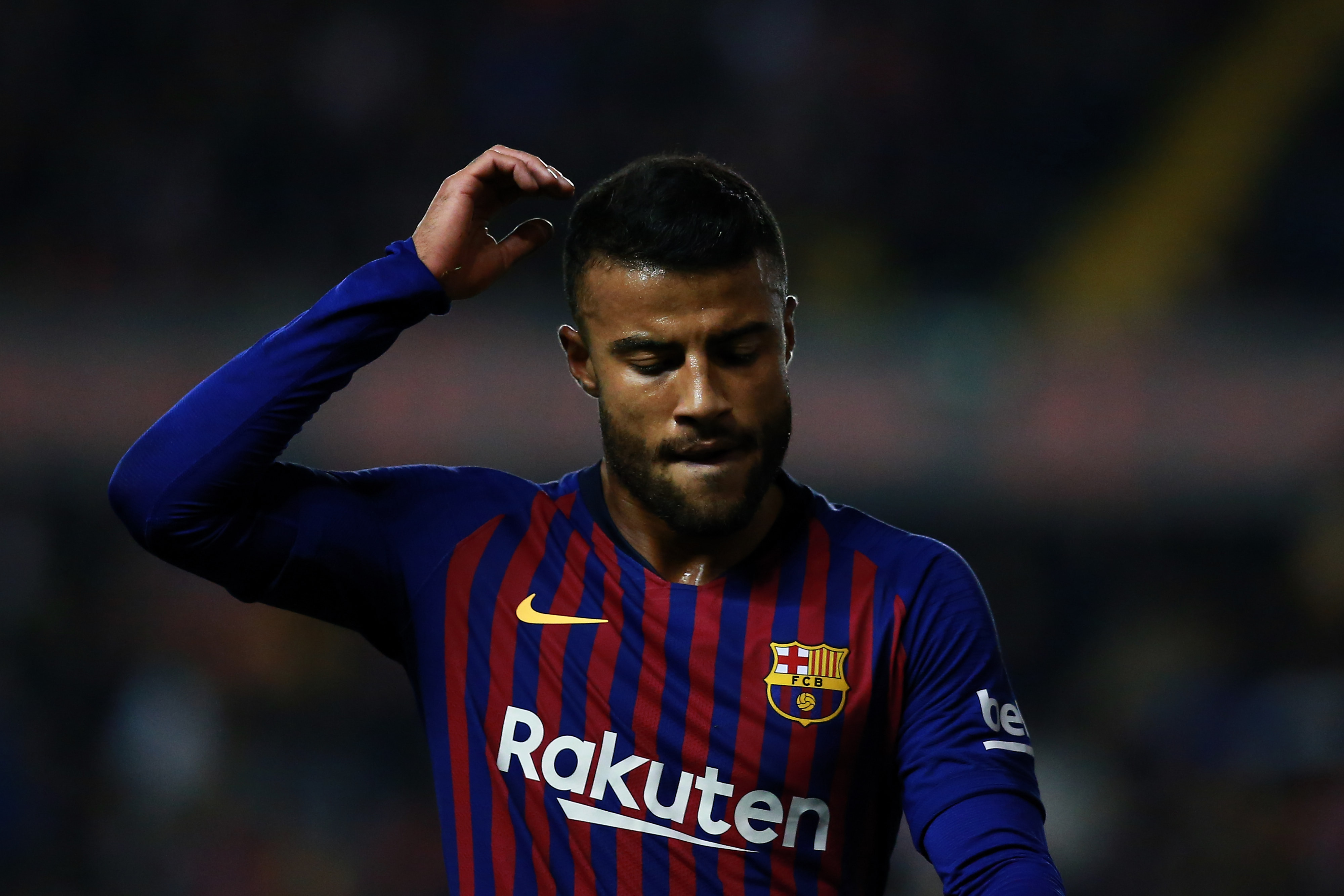 MADRID, SPAIN - NOVEMBER 03: Rafael Alcantara alias Rafinha of FC Barcelona reacts during the La Liga match between Rayo Vallecano de Madrid and FC Barcelona at Campo de Futbol de Vallecas on November 03, 2018 in Madrid, Spain. (Photo by Gonzalo Arroyo Moreno/Getty Images)