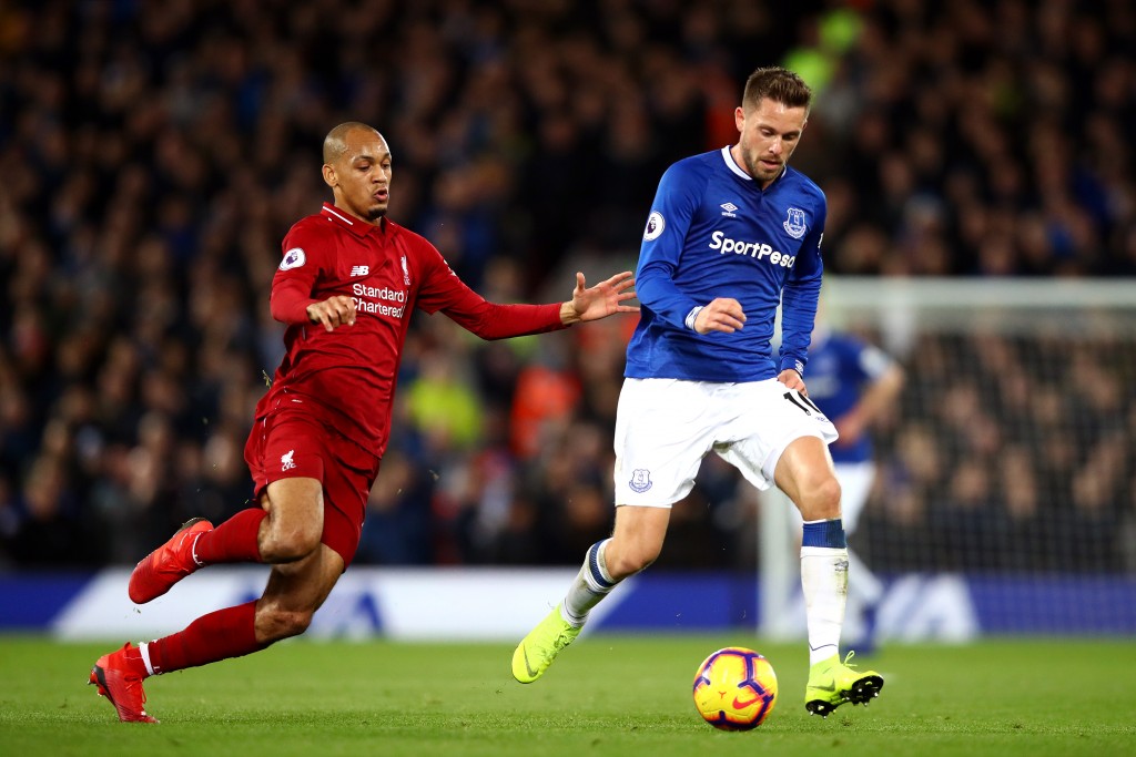 A key battle, won by Fabinho. (Photo by Clive Brunskill/Getty Images)