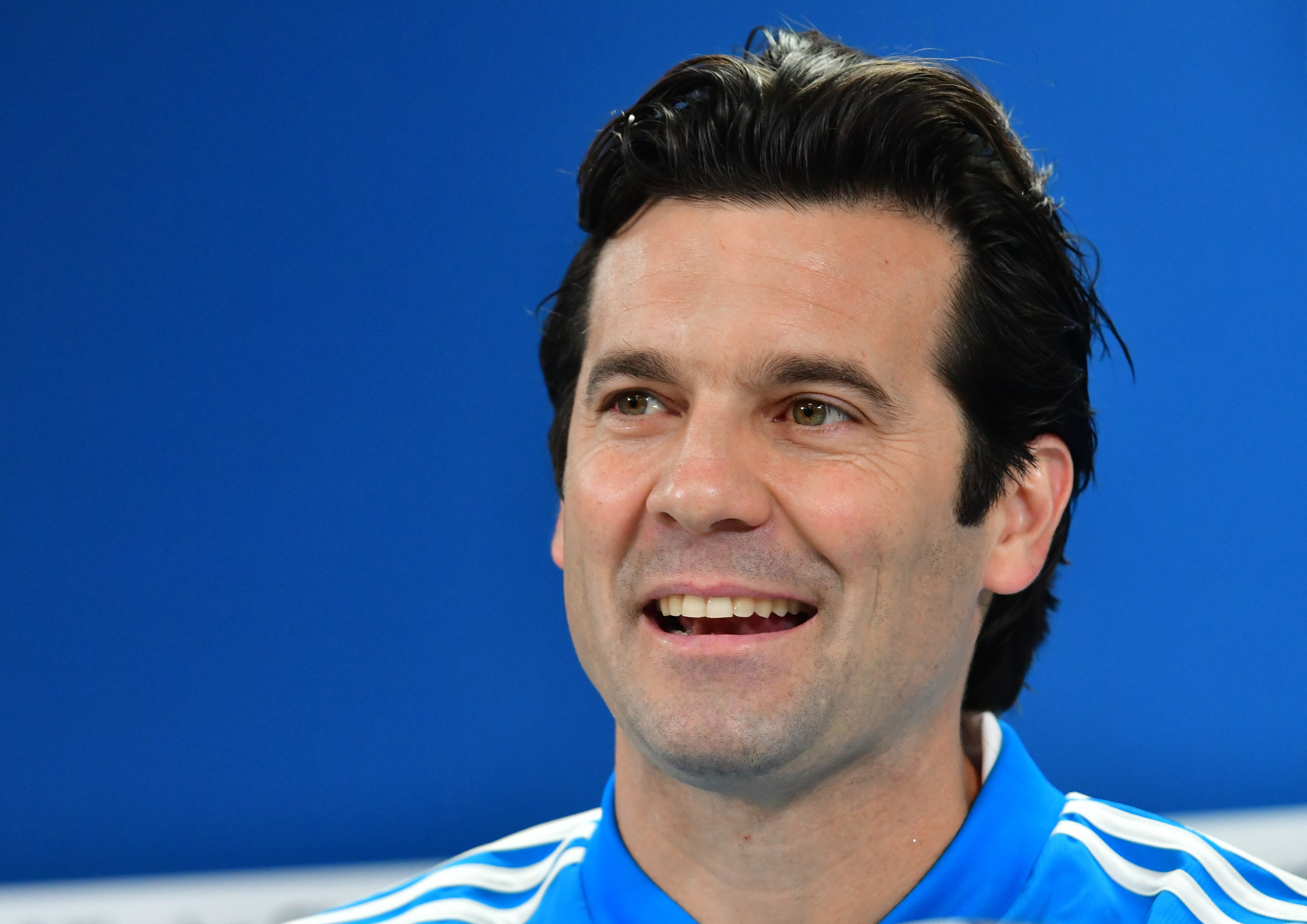 Real Madrid's Argentinian coach Santiago Solari attends a press conference on the eve of their FIFA Club World Cup final match against Al-Ain, in the Emirati capital Abu Dhabi on December 21, 2018. (Photo by GIUSEPPE CACACE / AFP) (Photo credit should read GIUSEPPE CACACE/AFP/Getty Images)