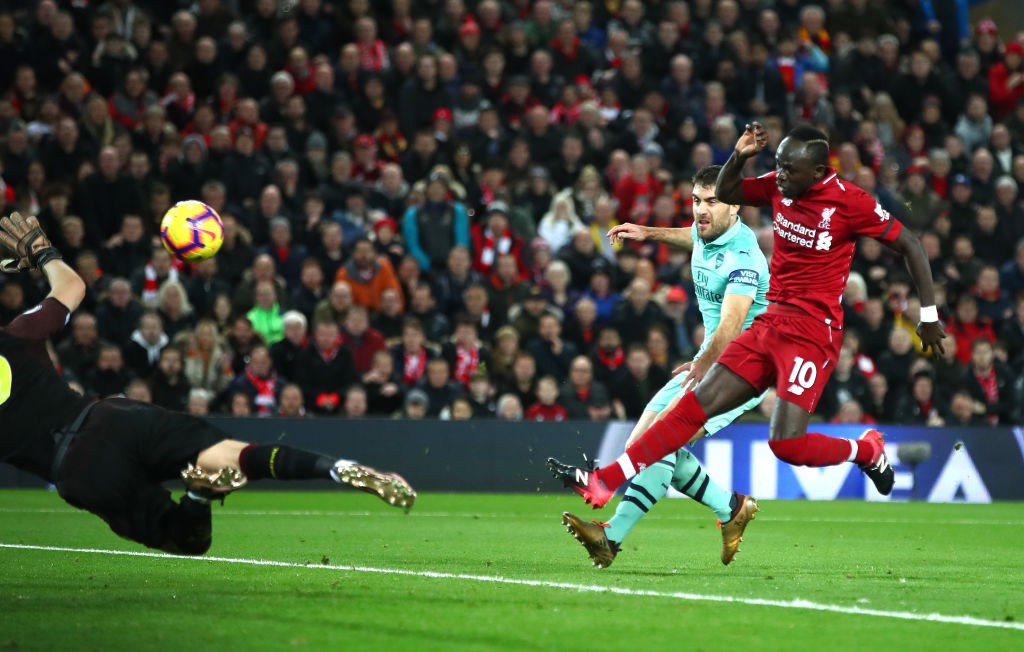 Liverpool's Sadio Mane scores past Bernd Leno. (Photo courtesy: AFP/Getty)