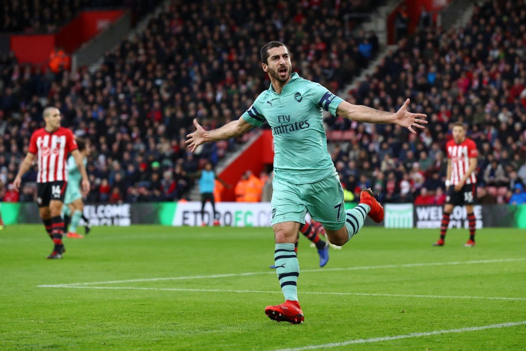 Mkhitaryan was on fire, scoring both goals that Arsenal scored against Southampton. (Photo by Clive Rose/Getty Images)