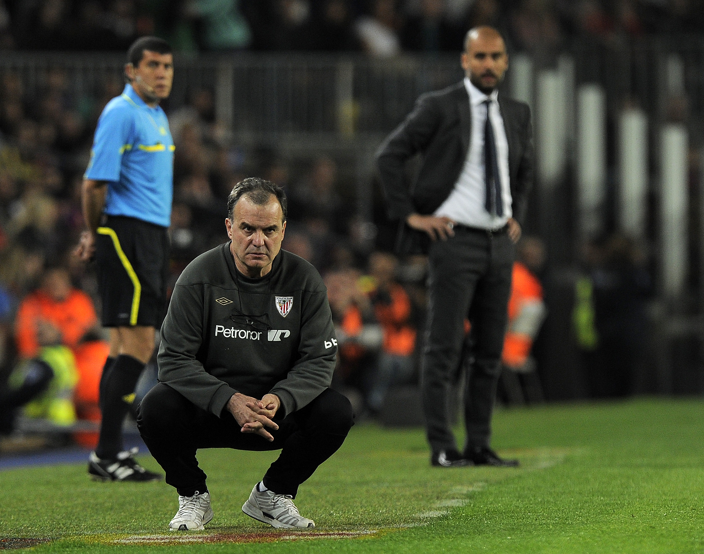 Bielsa has a fan and a follower in Pep Guardiola. (Photo by Lluis Gene/AFP/Getty Images)