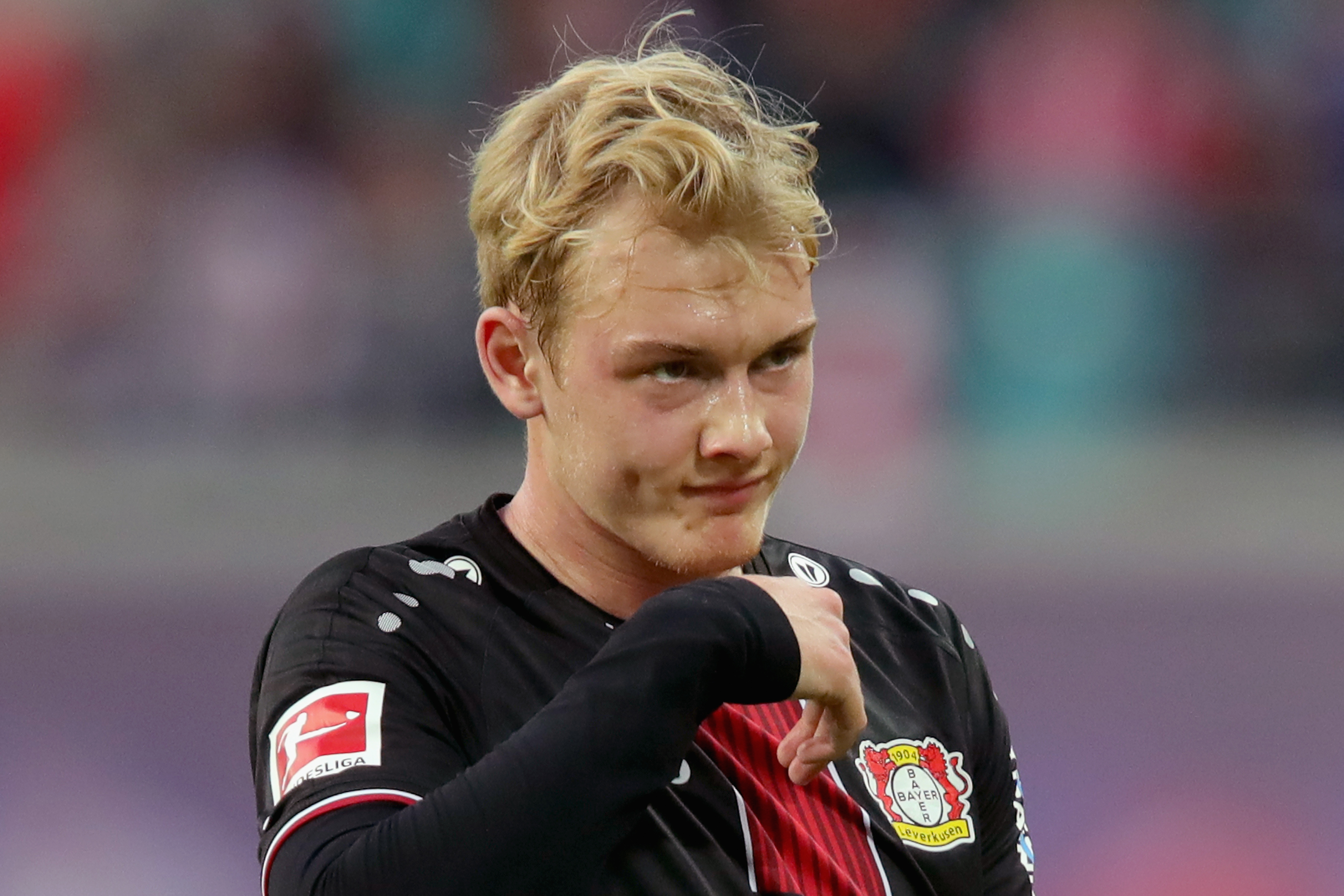 LEIPZIG, GERMANY - NOVEMBER 11: Julian Brandt of Lerverkusen reacts during the Bundesliga match between RB Leipzig and Bayer 04 Leverkusen at Red Bull Arena on November 11, 2018 in Leipzig, Germany. (Photo by Alexander Hassenstein/Bongarts/Getty Images)